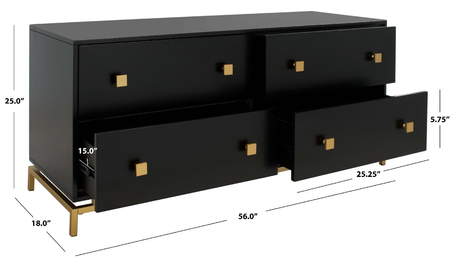 Claudette 4 Drawer Dresser | Safavieh Couture - Black