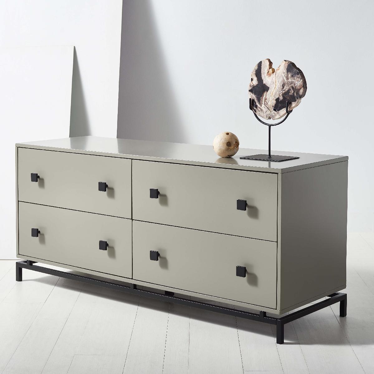 Claudette 4 Drawer Dresser | Safavieh Couture - Dark Grey