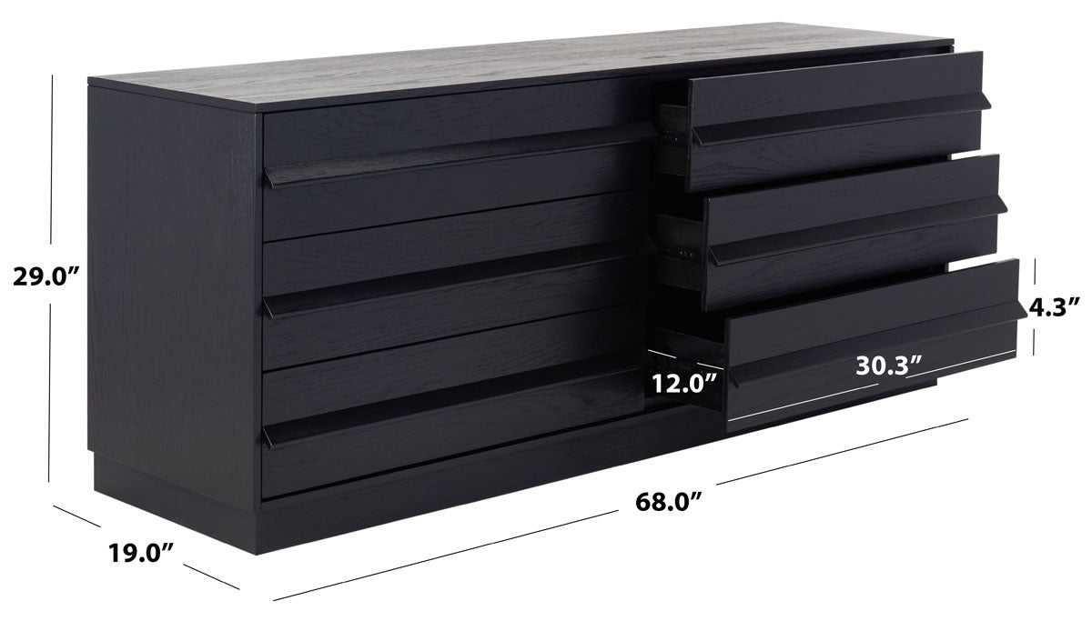 Deirdra 6 Drawer Wood Dresser | Safavieh Couture - SFV2139 - Black