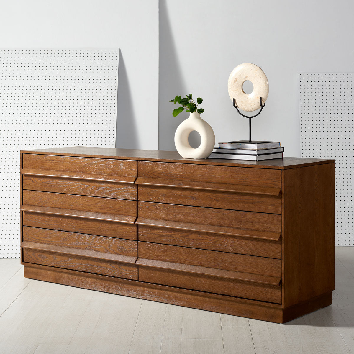 Deirdra 6 Drawer Wood Dresser | Safavieh Couture - SFV2139 - Medium Oak