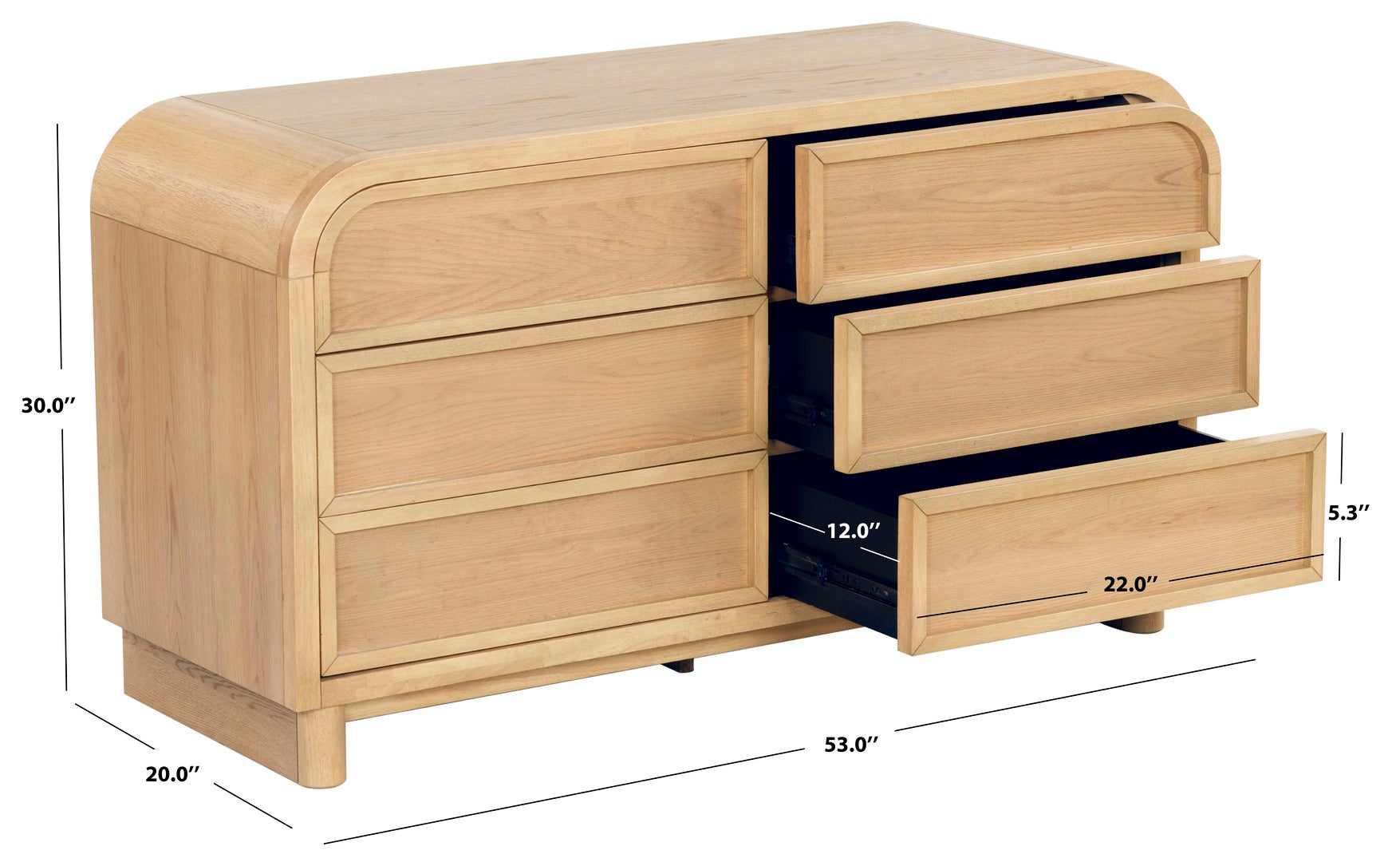 Dinah 6 Drawer Wood Dresser | Safavieh Couture - SFV2162 - Natural