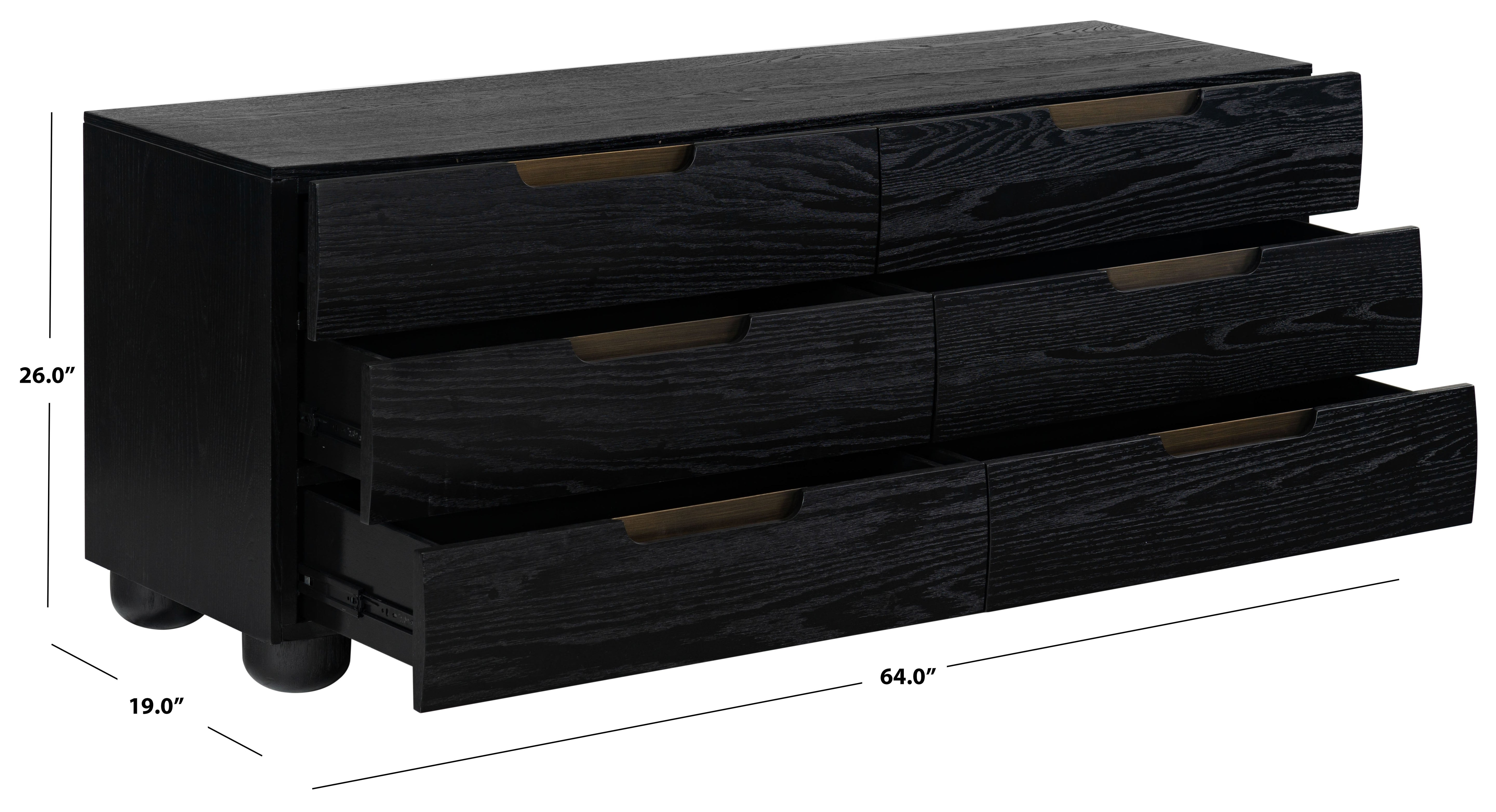 Beethoven Wood 6 Drawer Dresser | Safavieh Couture - SFV2172 - Black