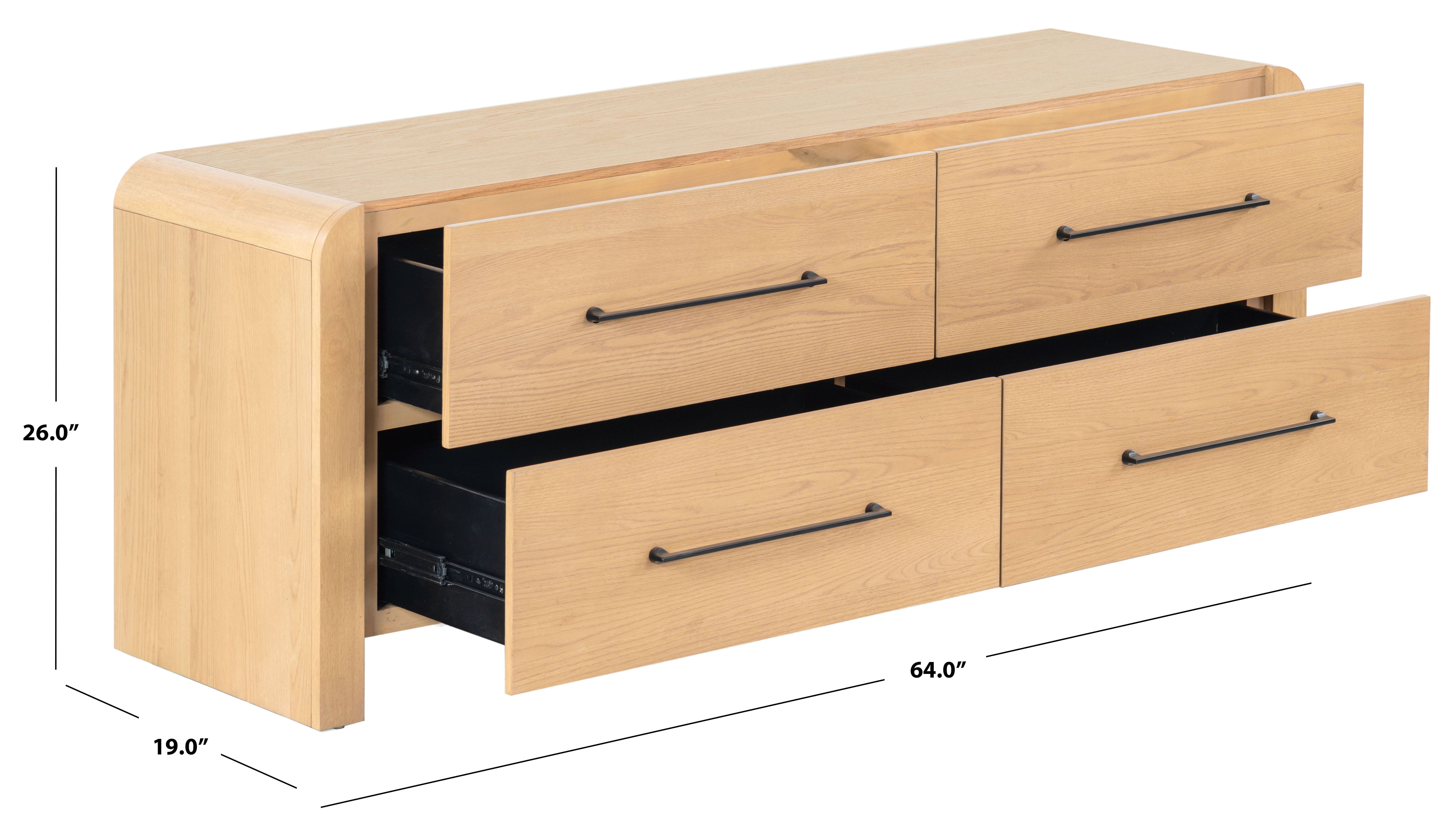 Katrina Wood 4 Drawer Dresser | Safavieh Couture - SFV2174 - Natural / Black