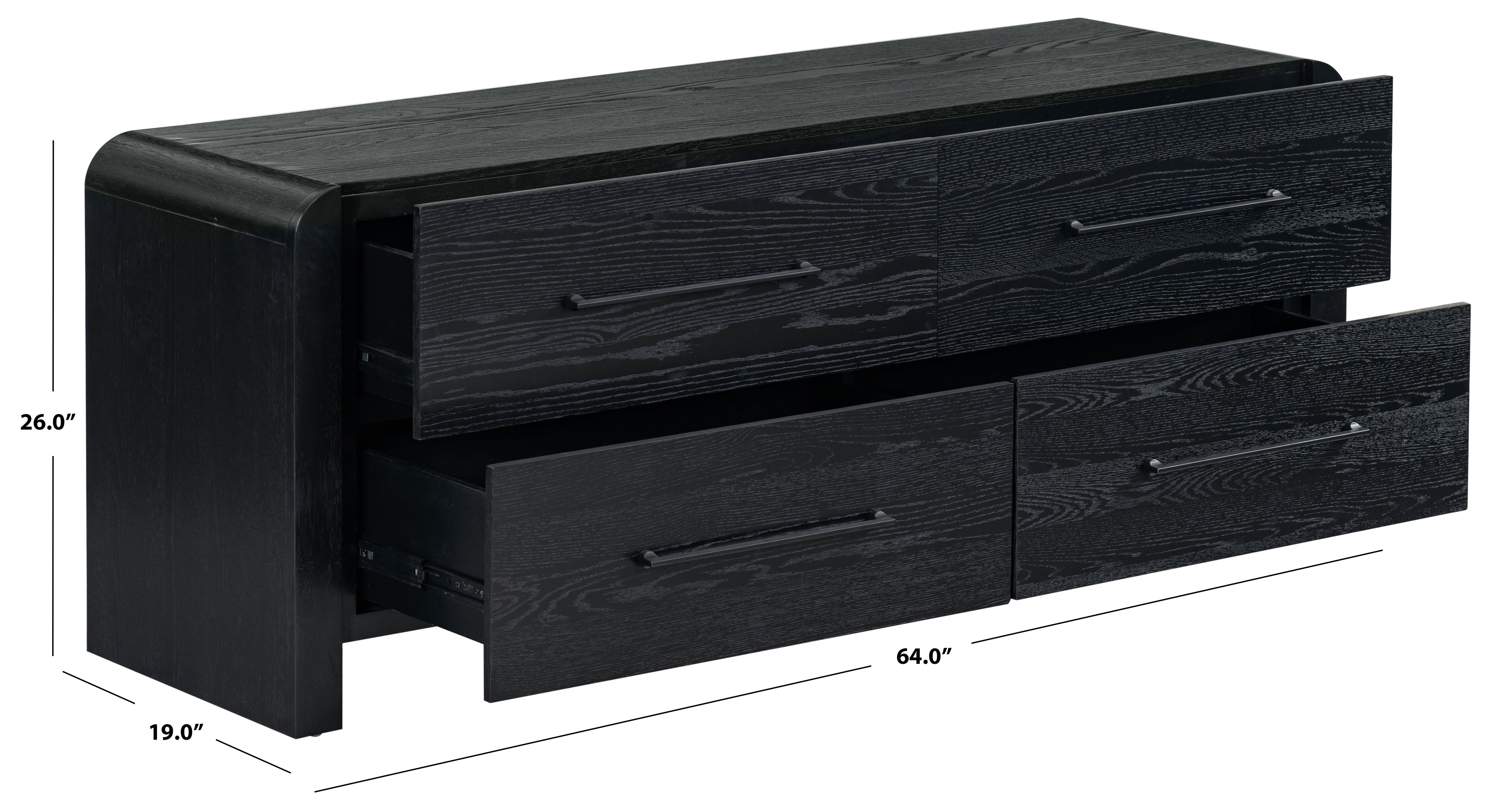 Katrina Wood 4 Drawer Dresser | Safavieh Couture - SFV2174 - Black / Black