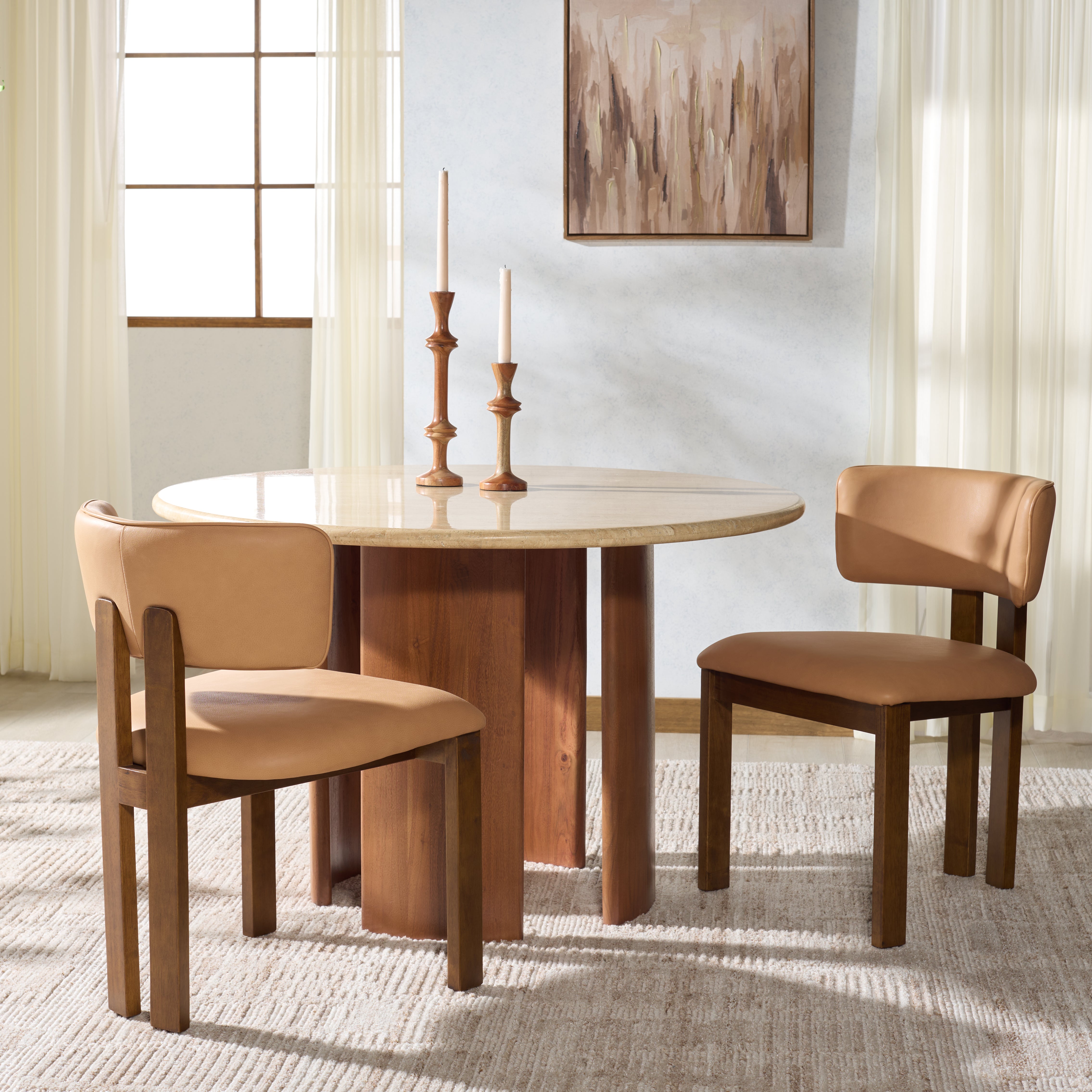 Safavieh Couture Katiya Leather Dining Chair (Set of 2), SFV2402