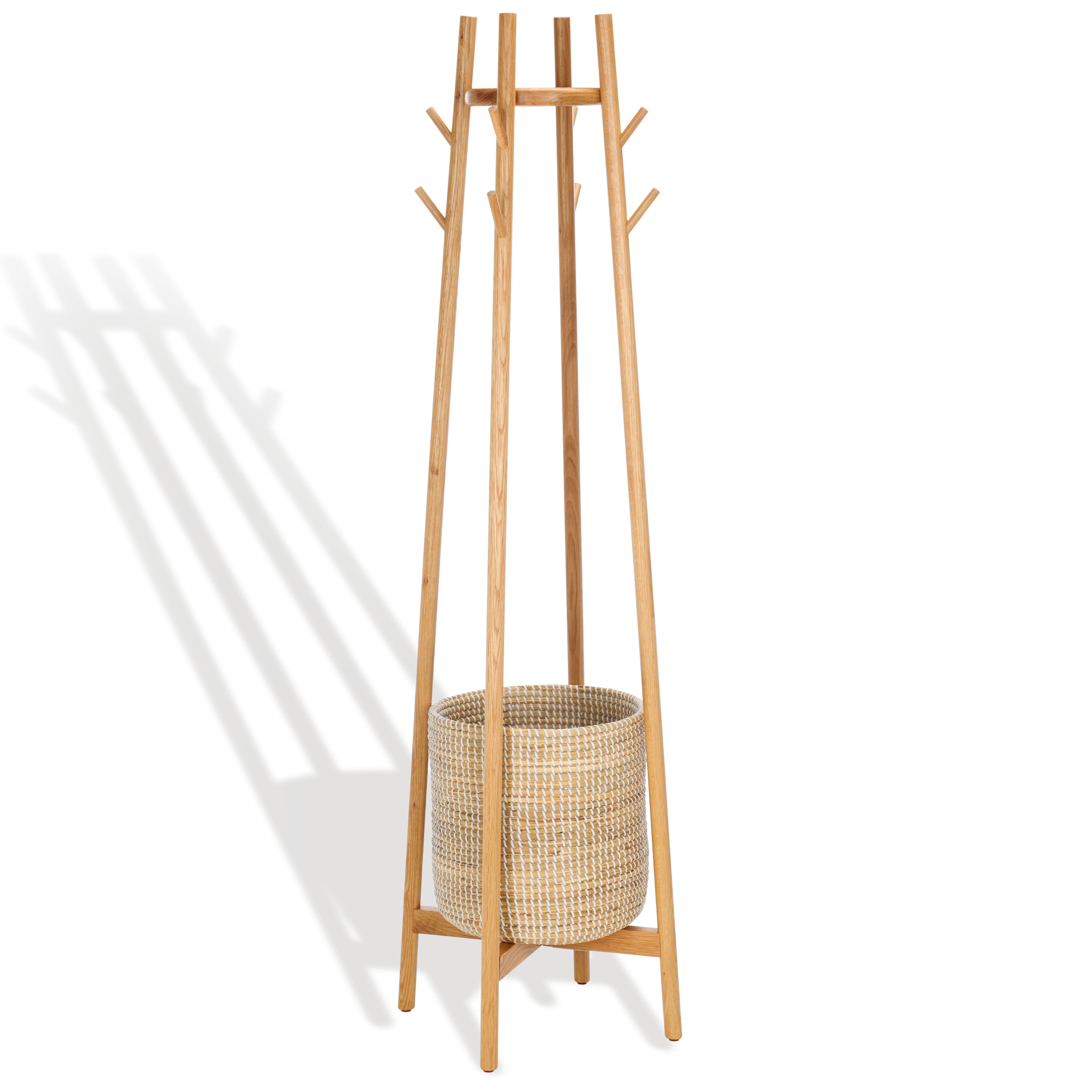 Safavieh Couture Abellina Coat Rack With Storage Basket, SFV4202 - Natural