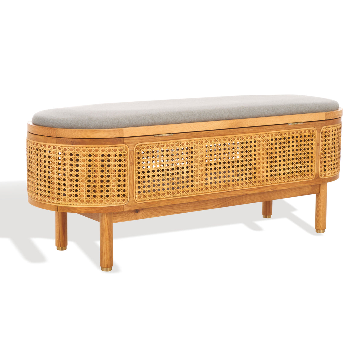 Dolly Cane And Wood Storage Bench | Safavieh Couture - SFV4205