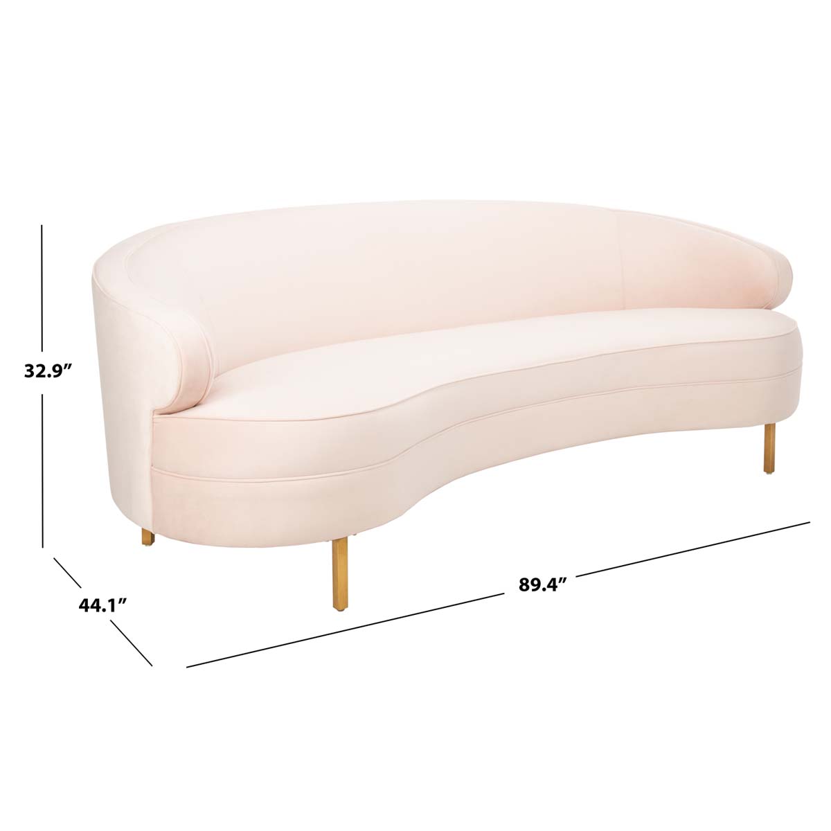 Primrose Curved Sofa | Safavieh Couture - Light Pink