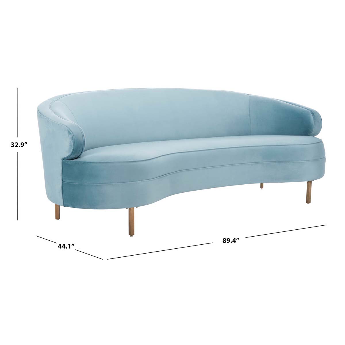 Primrose Curved Sofa | Safavieh Couture - Light Blue / Gold