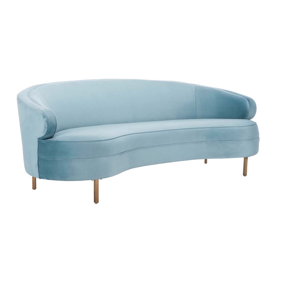 Primrose Curved Sofa | Safavieh Couture - Light Blue / Gold