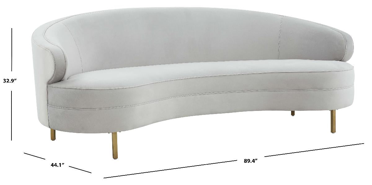 Primrose Curved Sofa | Safavieh Couture - Light Grey / Gold