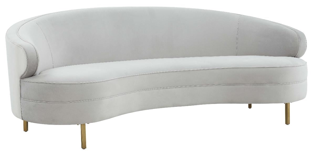 Primrose Curved Sofa | Safavieh Couture - Light Grey / Gold