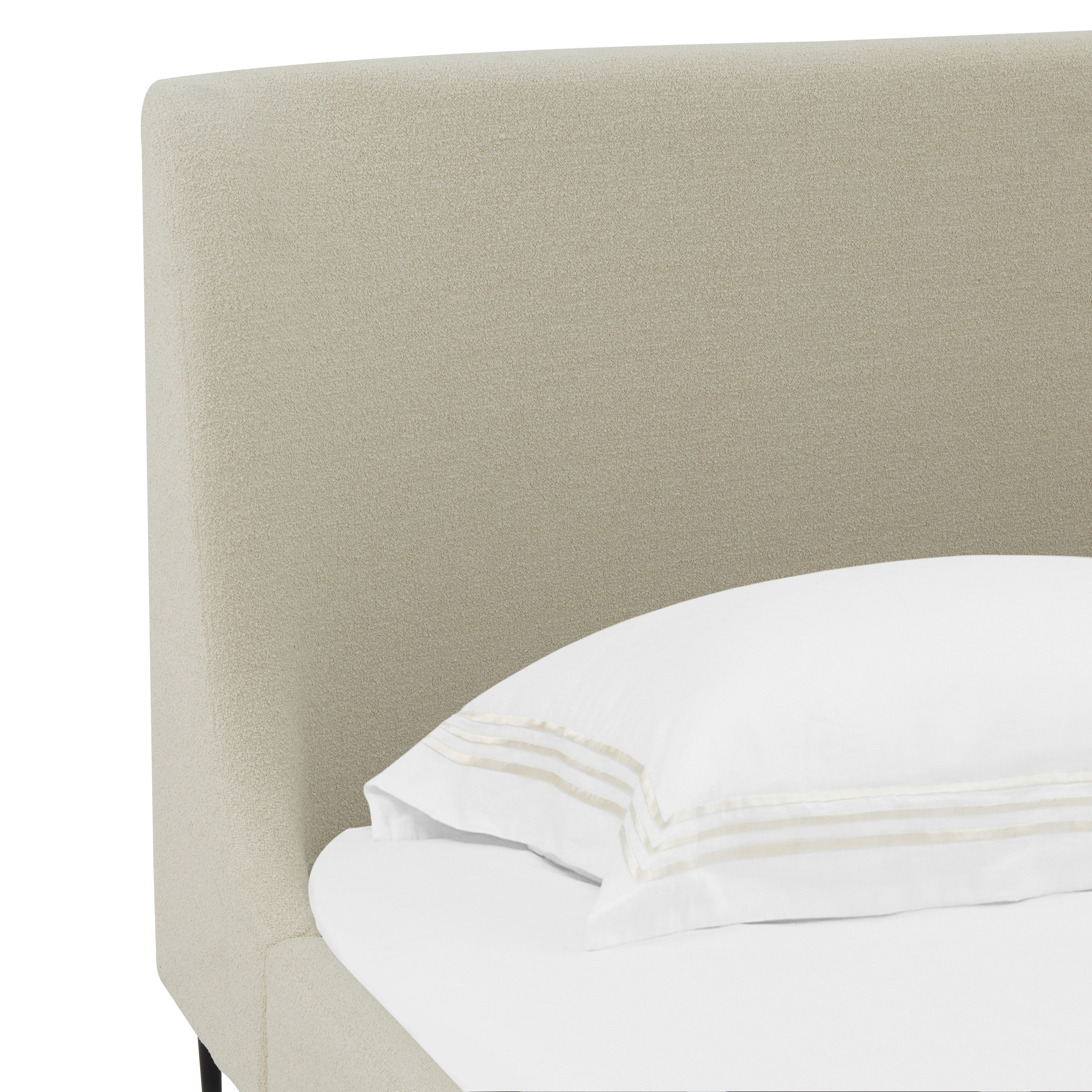 Jaiden Upholstered Bed | Safavieh Couture - SFV4754 - Cream / Black