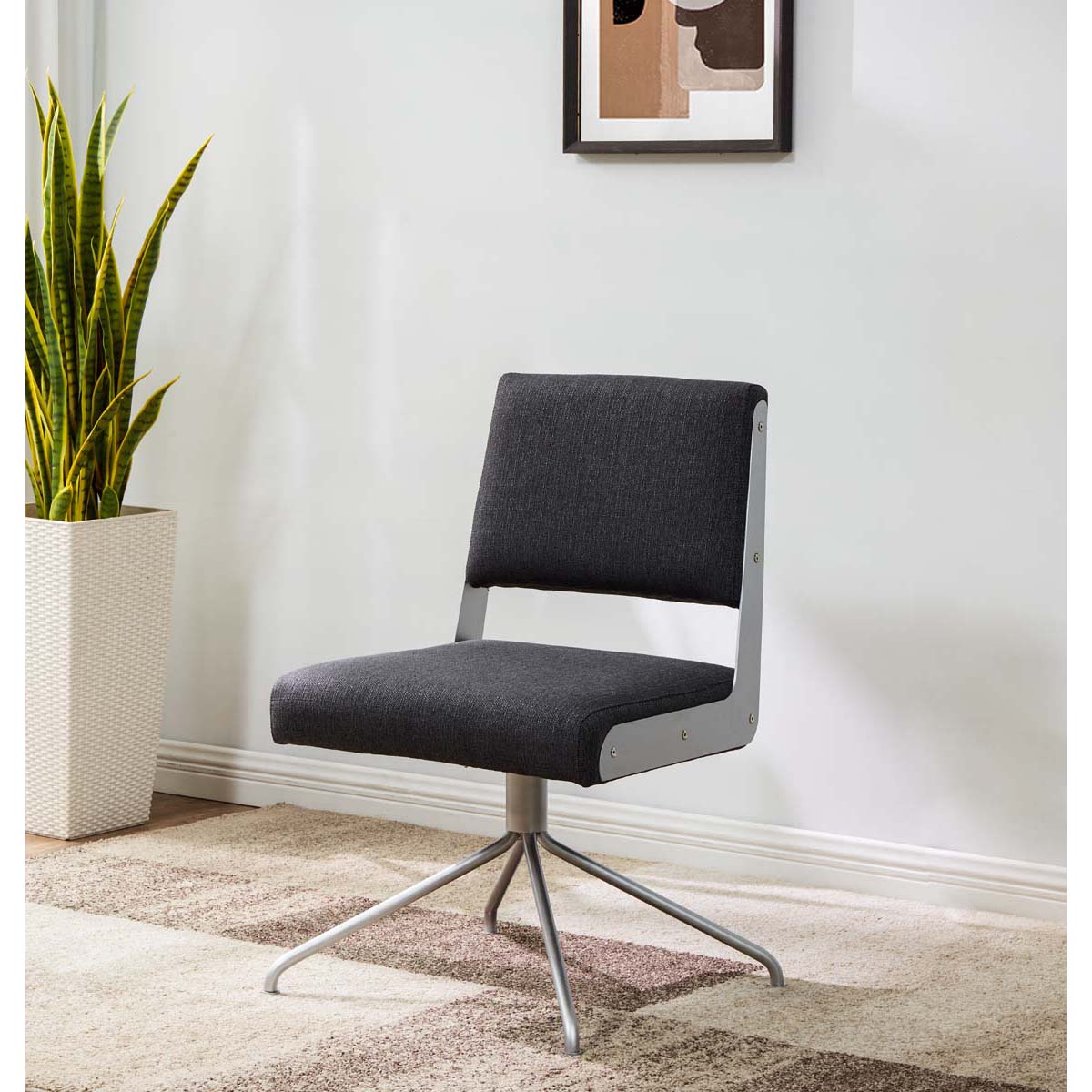 Couture Emmeline Swivel Office Chair - Slate Grey / Silver