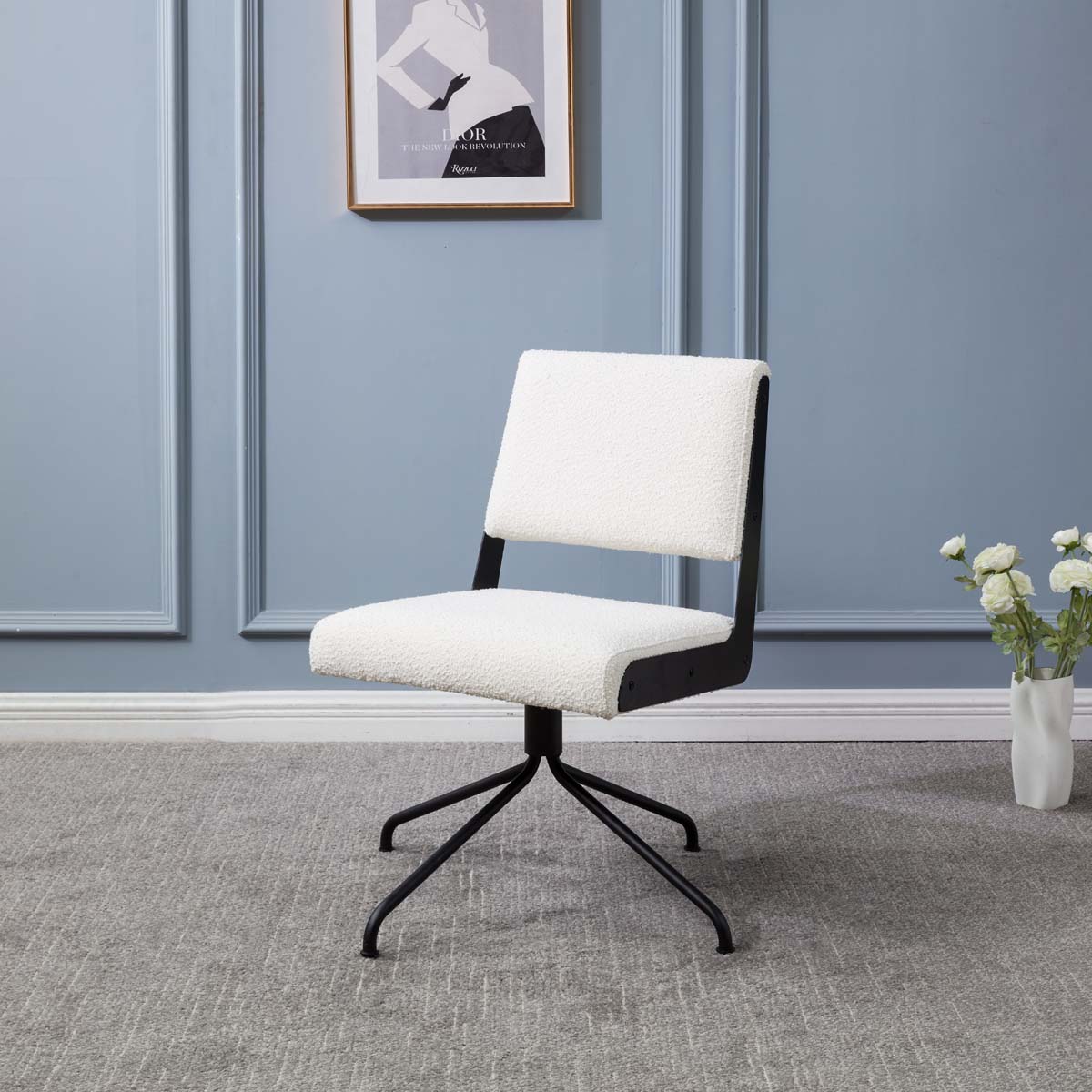 Couture Emmeline Swivel Office Chair - Ivory / Black