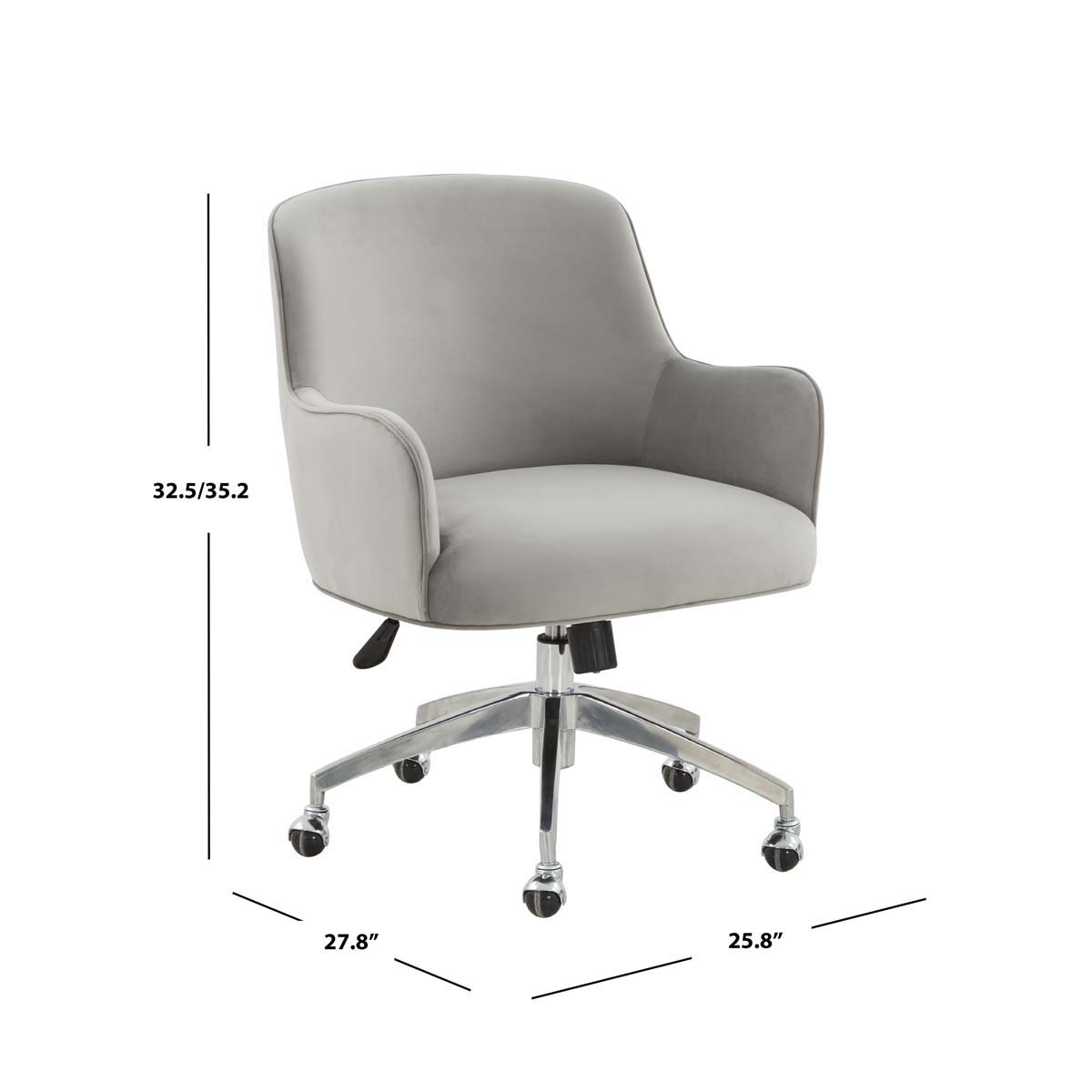 Couture Kierstin Adjustable Desk Chair - Light Grey / Silver