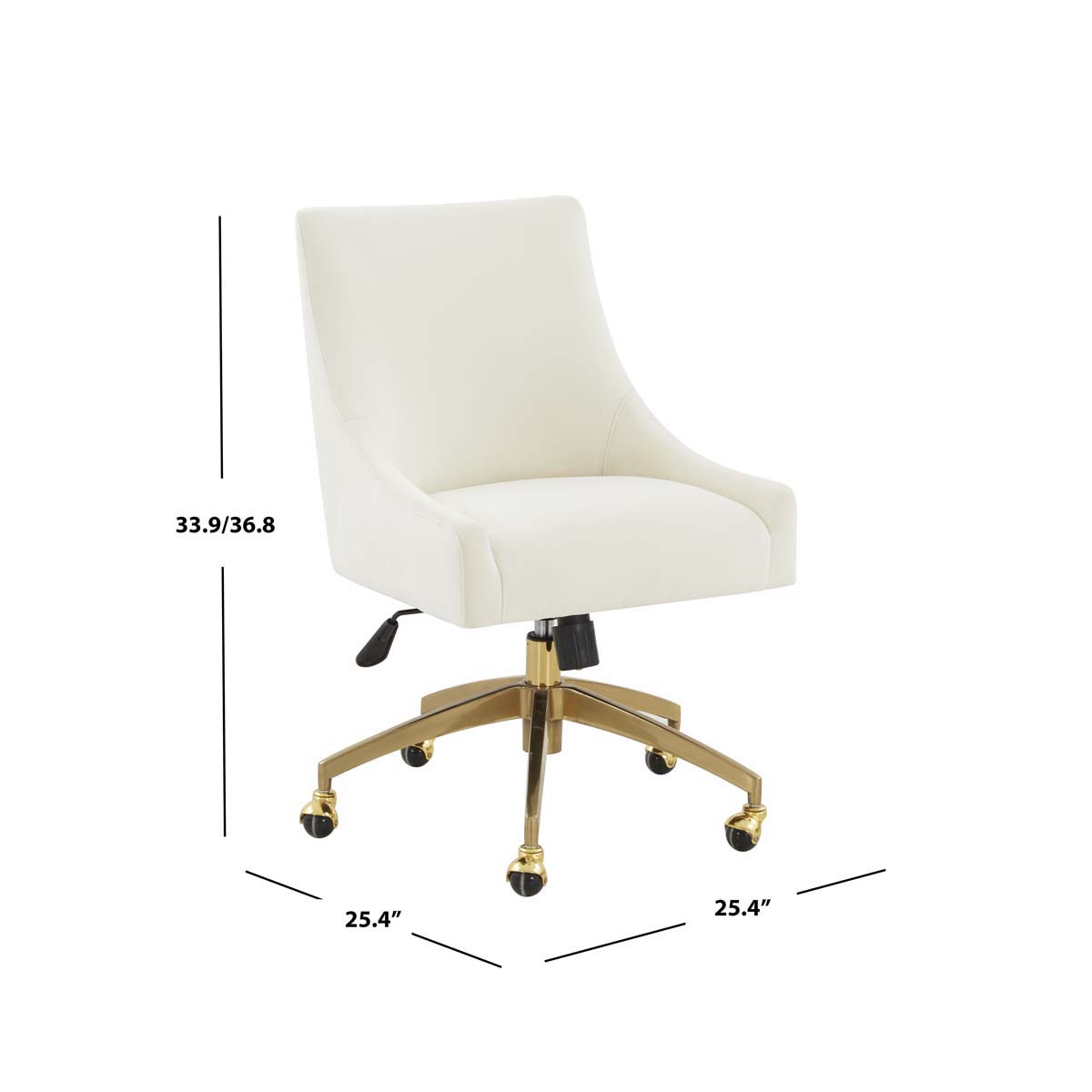 Couture Jakob Adjustable Swivel Desk Chair - Cream / Gold