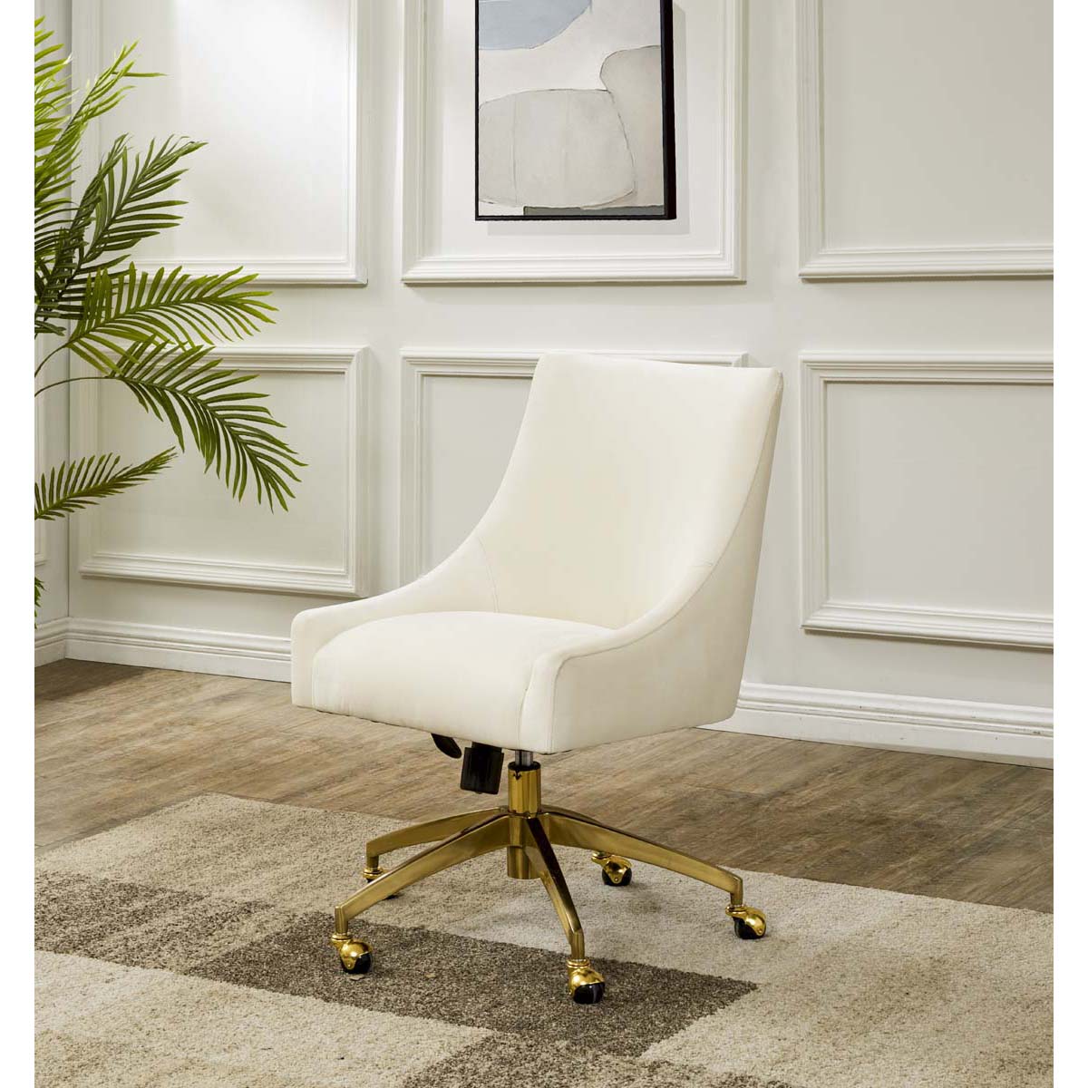 Couture Jakob Adjustable Swivel Desk Chair - Cream / Gold