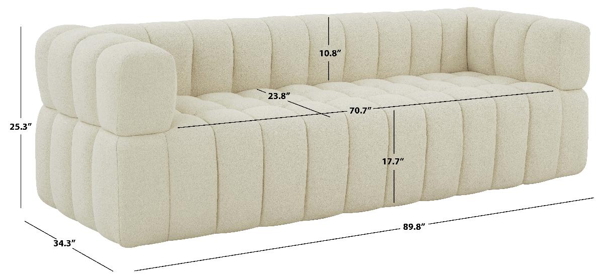 Safavieh Couture Calyna Channel Tufted Boucle Sofa - Cream