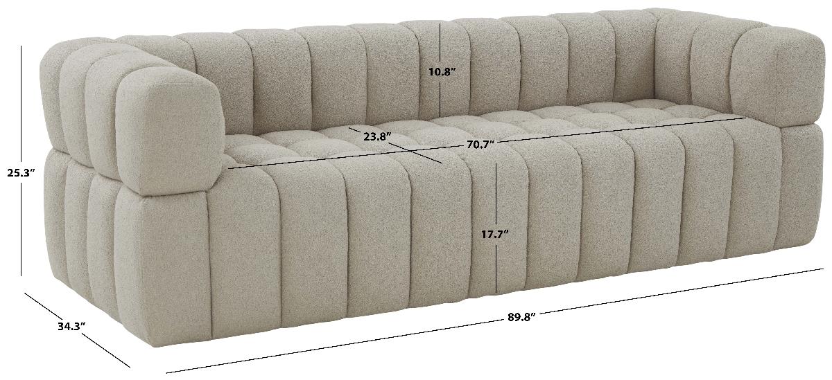 Safavieh Couture Calyna Channel Tufted Boucle Sofa - Light Grey