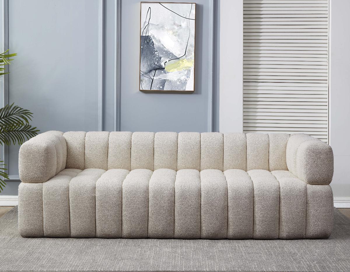 Safavieh Couture Calyna Channel Tufted Boucle Sofa - Light Grey