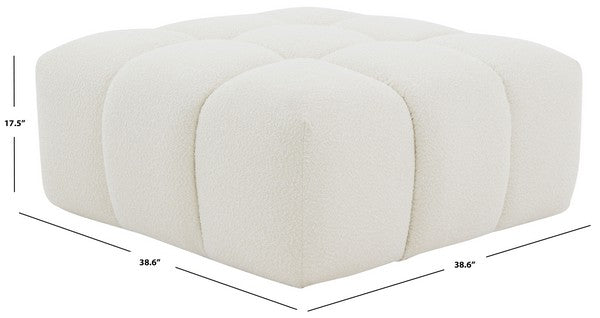 Safavieh Couture Petryna Boucle Tufted Cocktail Ottoman, SFV4823 - Ivory