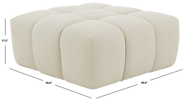 Safavieh Couture Petryna Boucle Tufted Cocktail Ottoman, SFV4823 - Cream