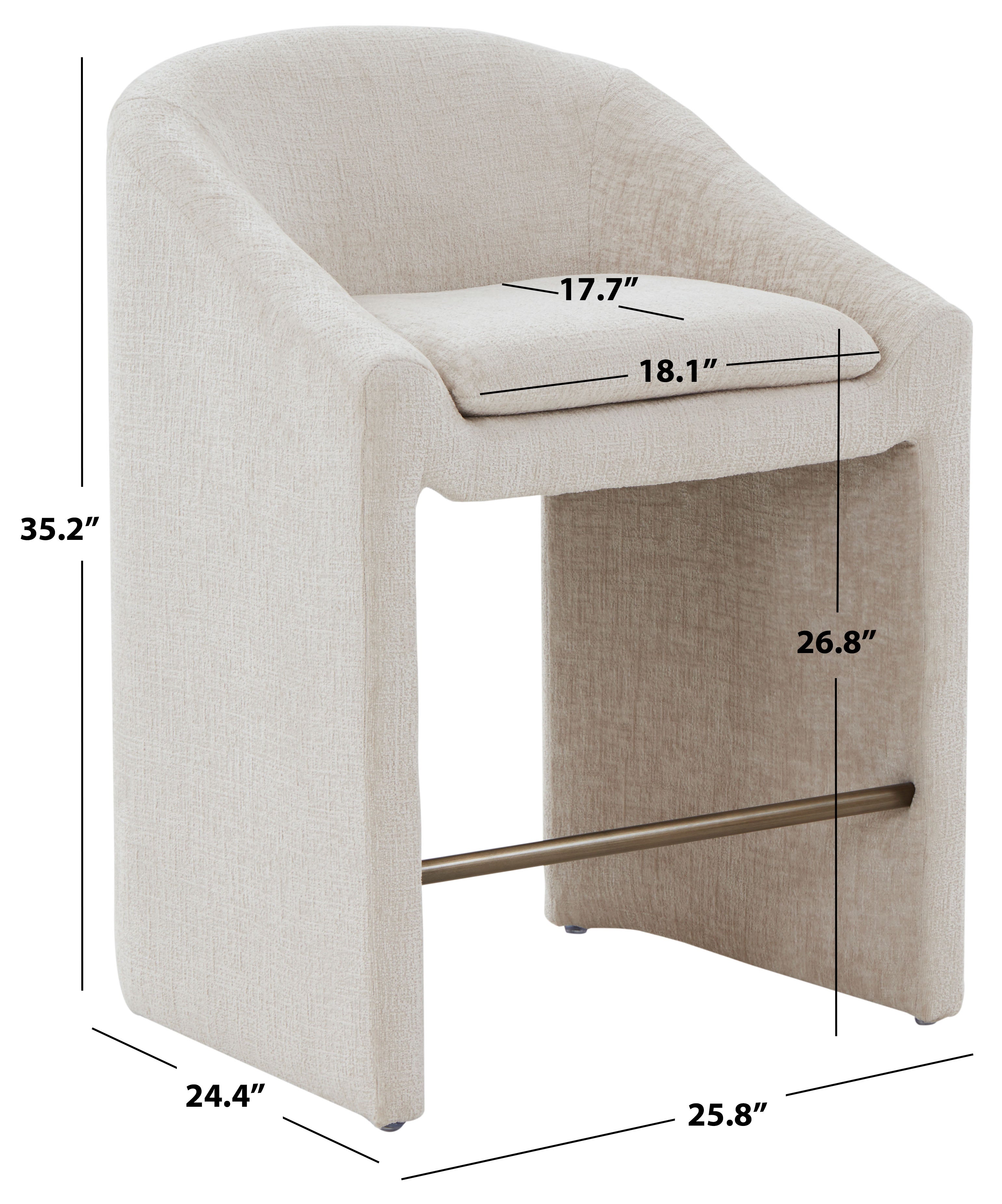 Kagan Chenille Counter Stool | Safavieh Couture - SFV4857 - Cream