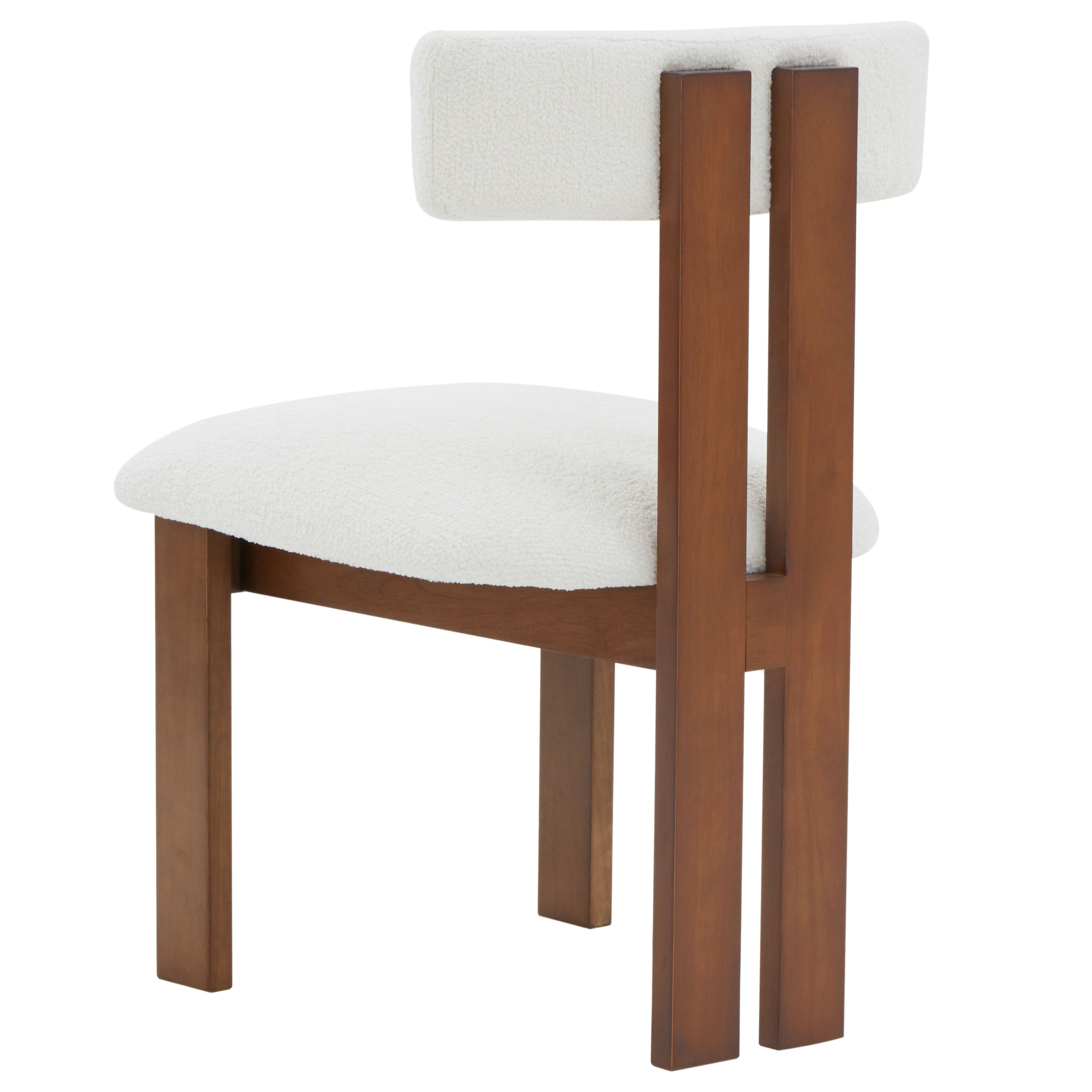 Macey Boucle Dining Chair | Safavieh Couture - SFV4859 - Ivory / Walnut