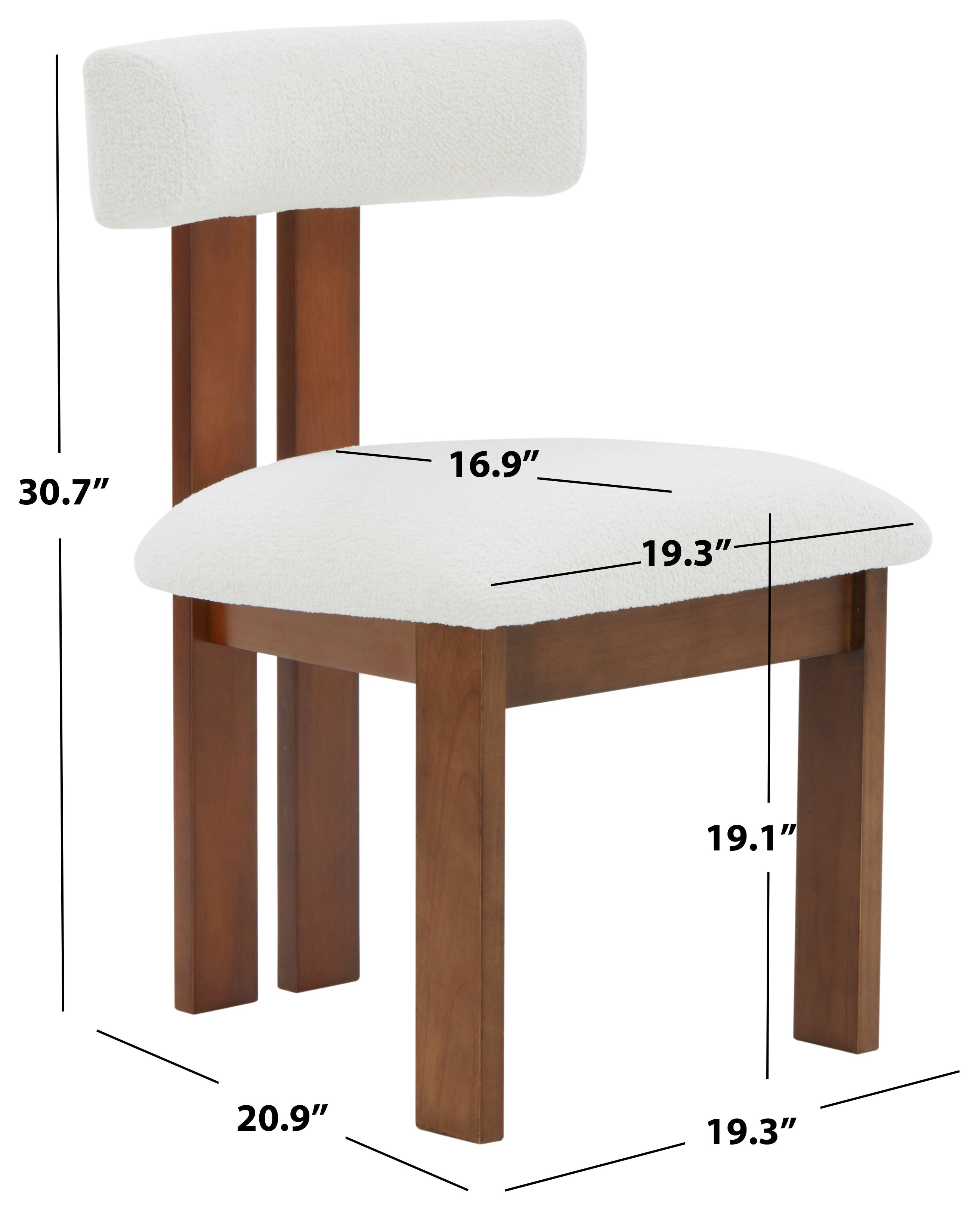 Macey Boucle Dining Chair | Safavieh Couture - SFV4859 - Ivory / Walnut