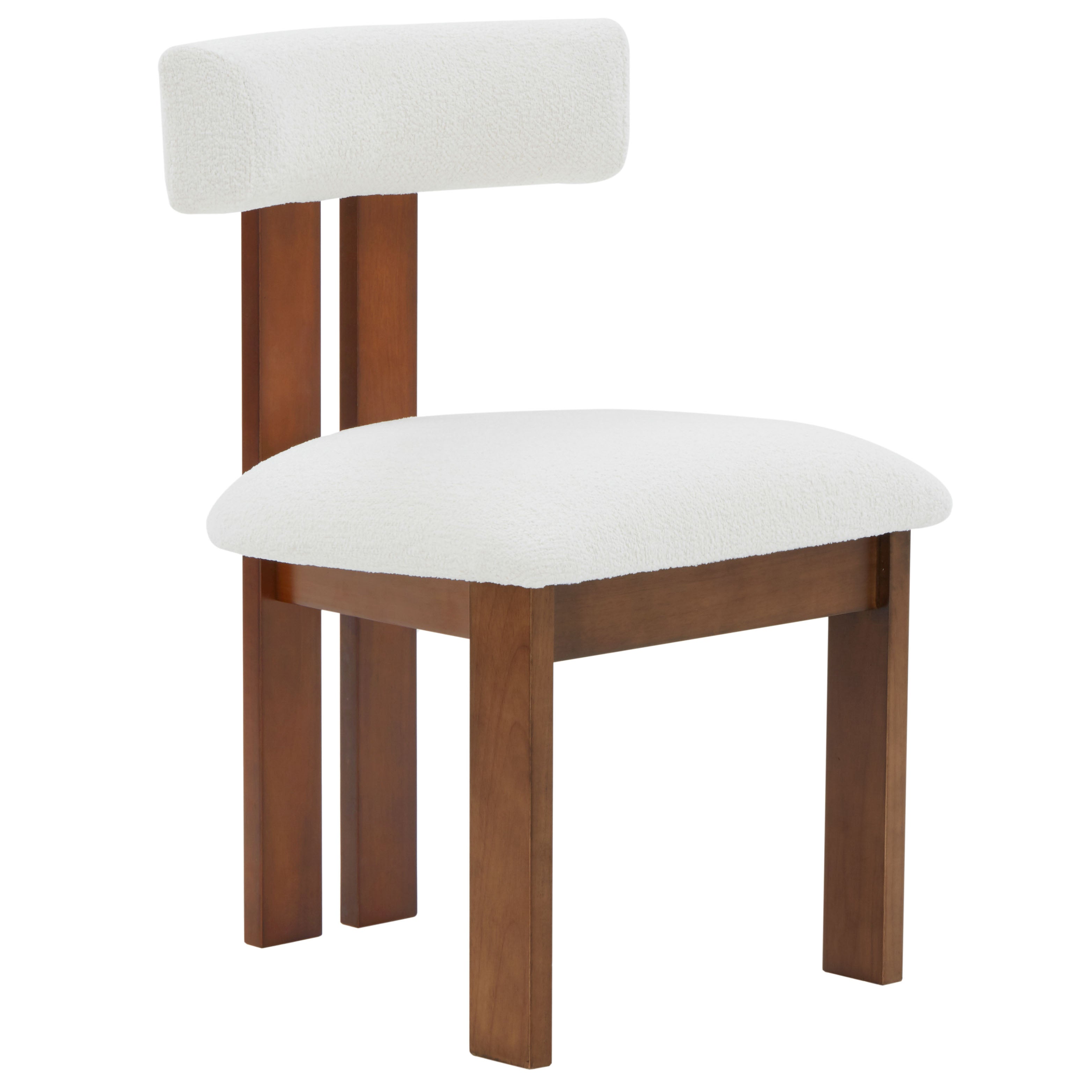 Macey Boucle Dining Chair | Safavieh Couture - SFV4859 - Ivory / Walnut