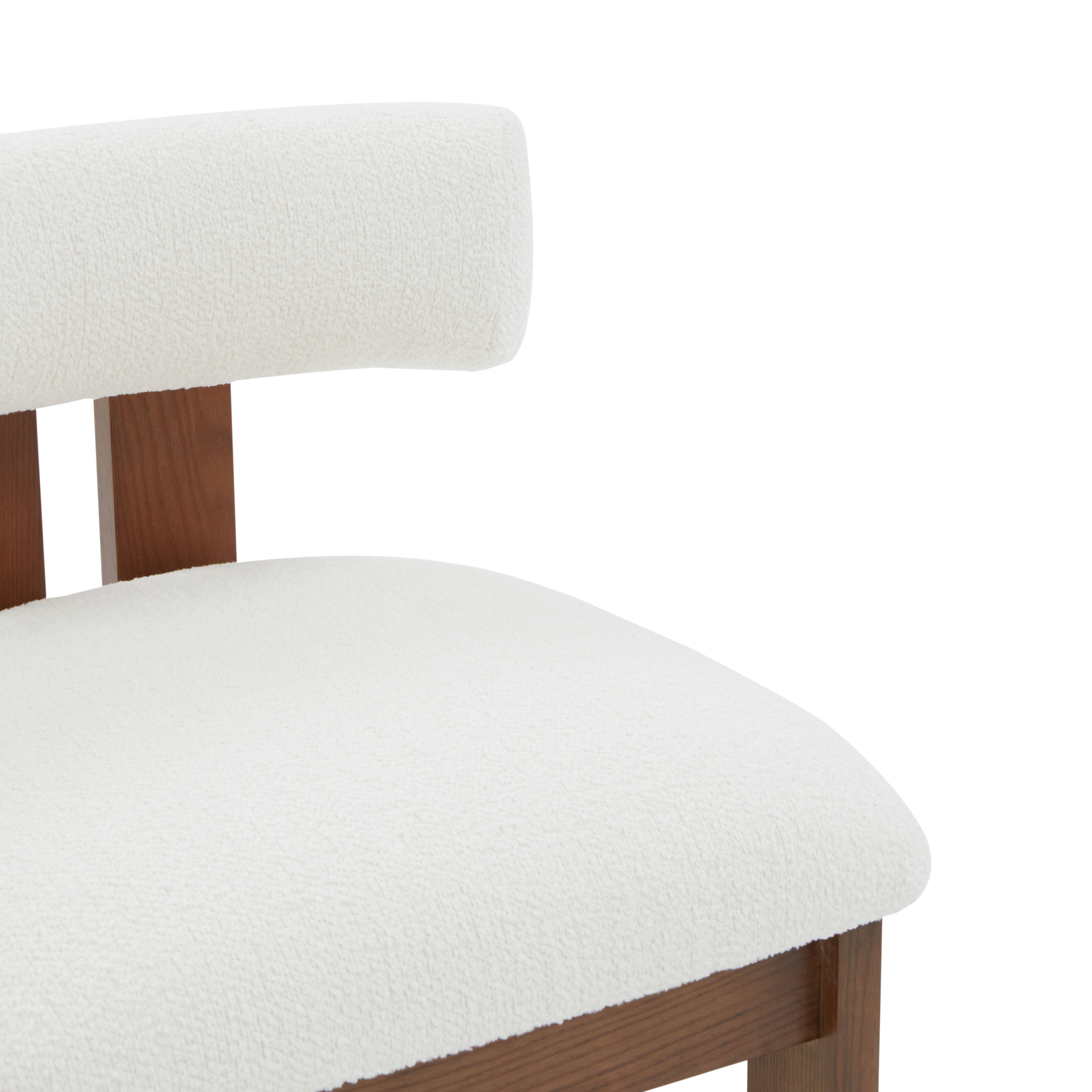 Macey Boucle Counter Stool | Safavieh Couture - SFV4860 - Ivory / Walnut