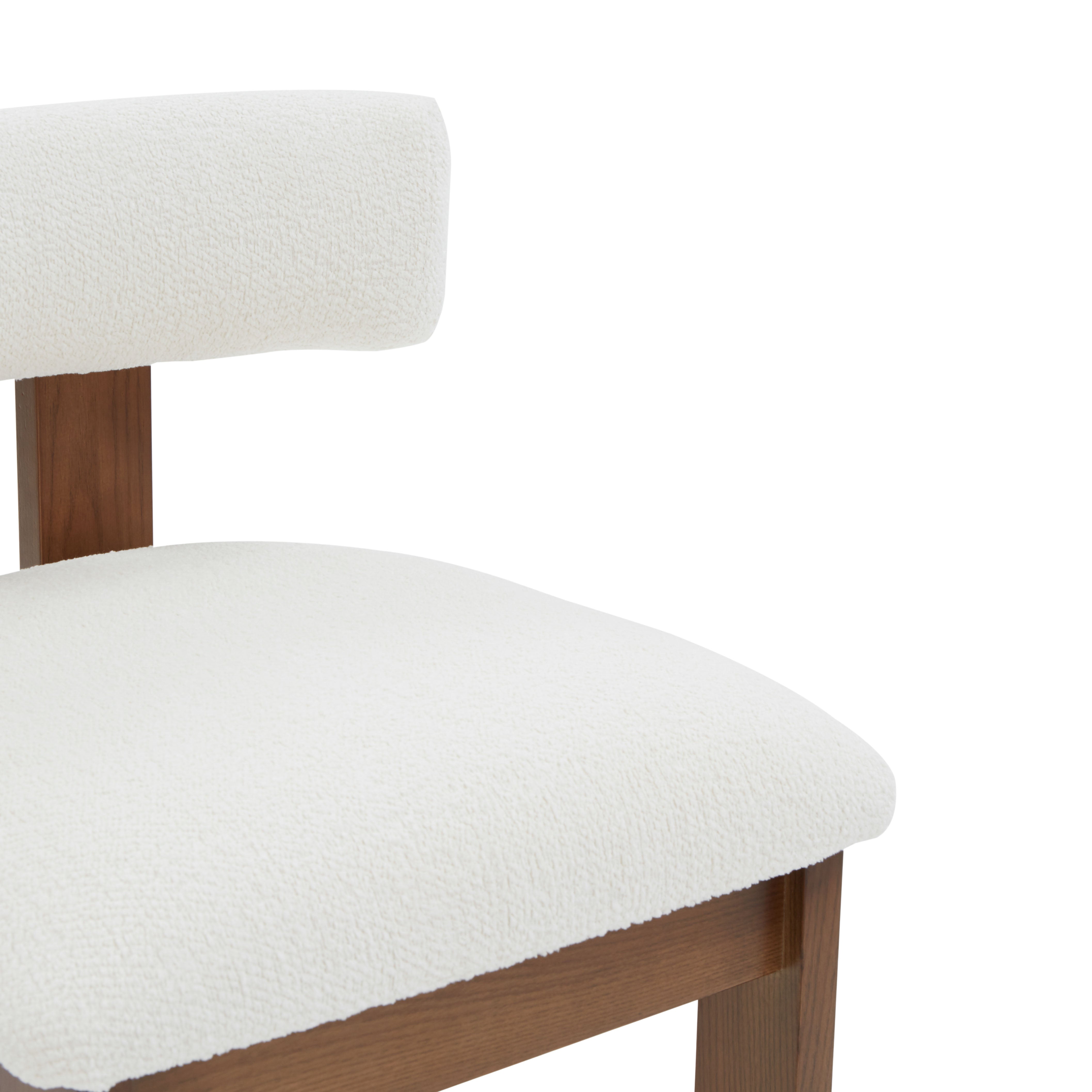 Macey Boucle Barstool | Safavieh Couture - SFV4861 - Ivory / Walnut