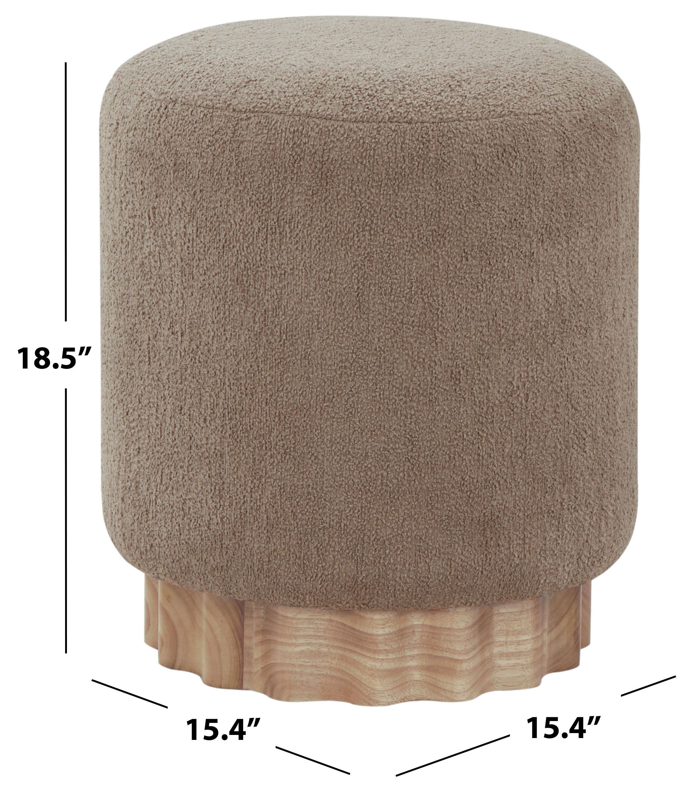 Nikolas Round Boucle Ottoman | Safavieh Couture - SFV4862 - Light Brown / Natural