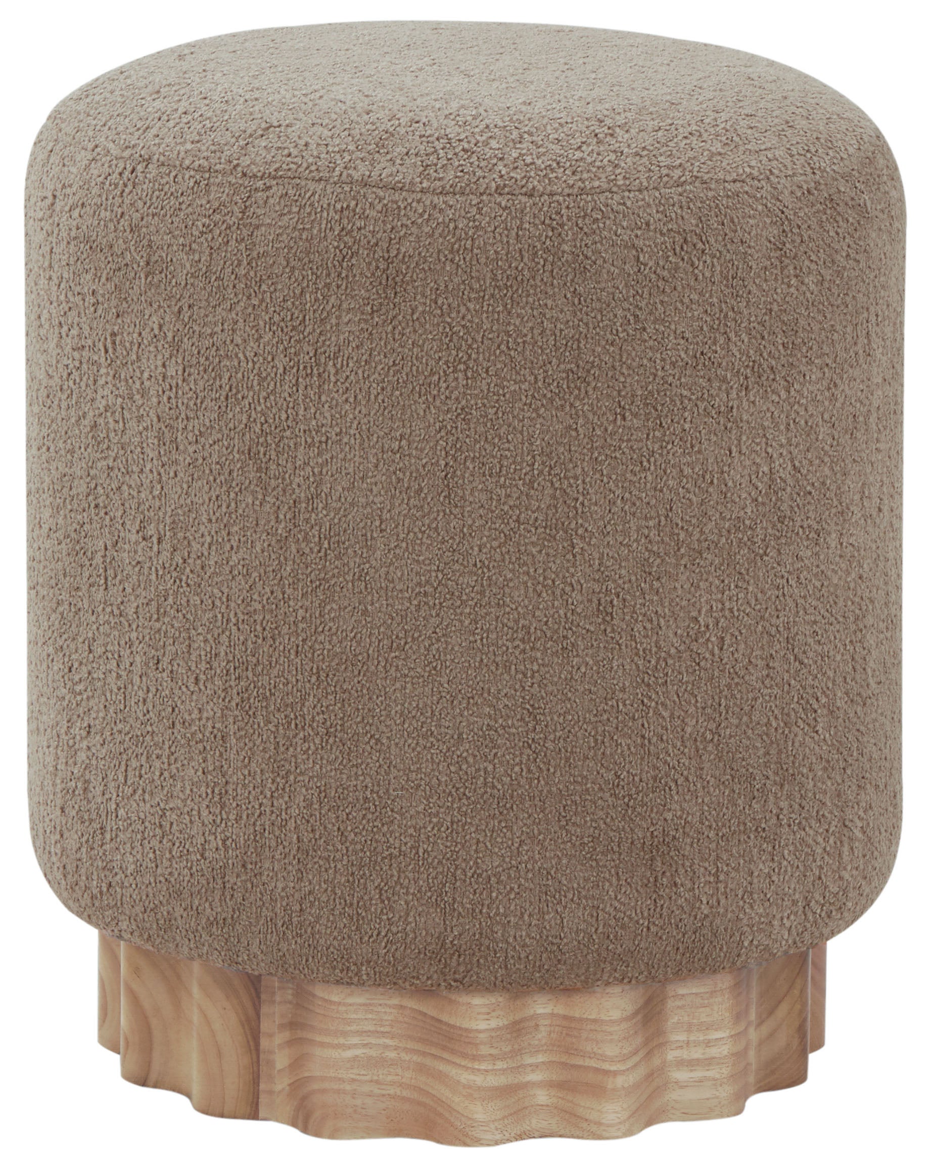 Nikolas Round Boucle Ottoman | Safavieh Couture - SFV4862 - Light Brown / Natural