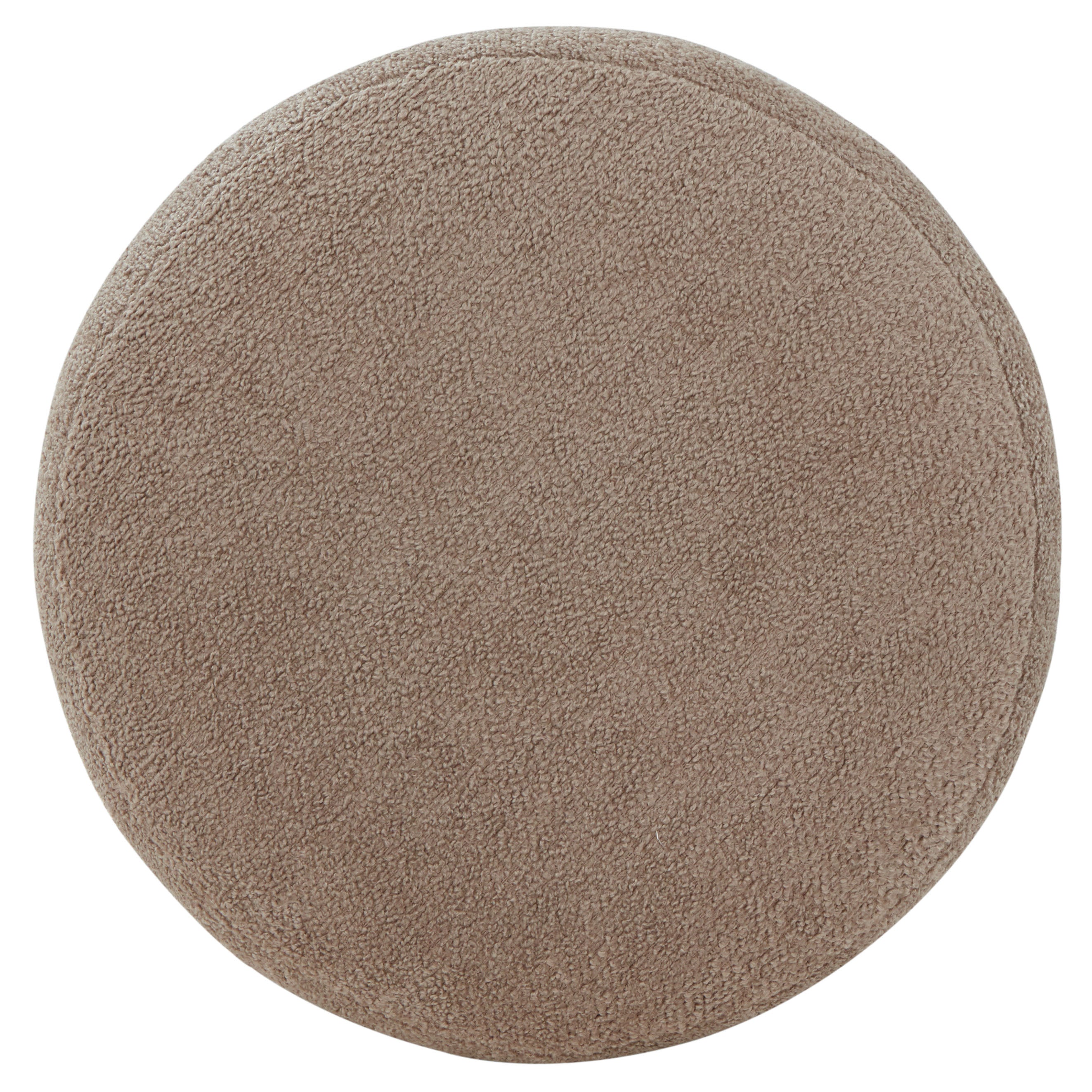 Nikolas Round Boucle Ottoman | Safavieh Couture - SFV4862 - Light Brown / Natural