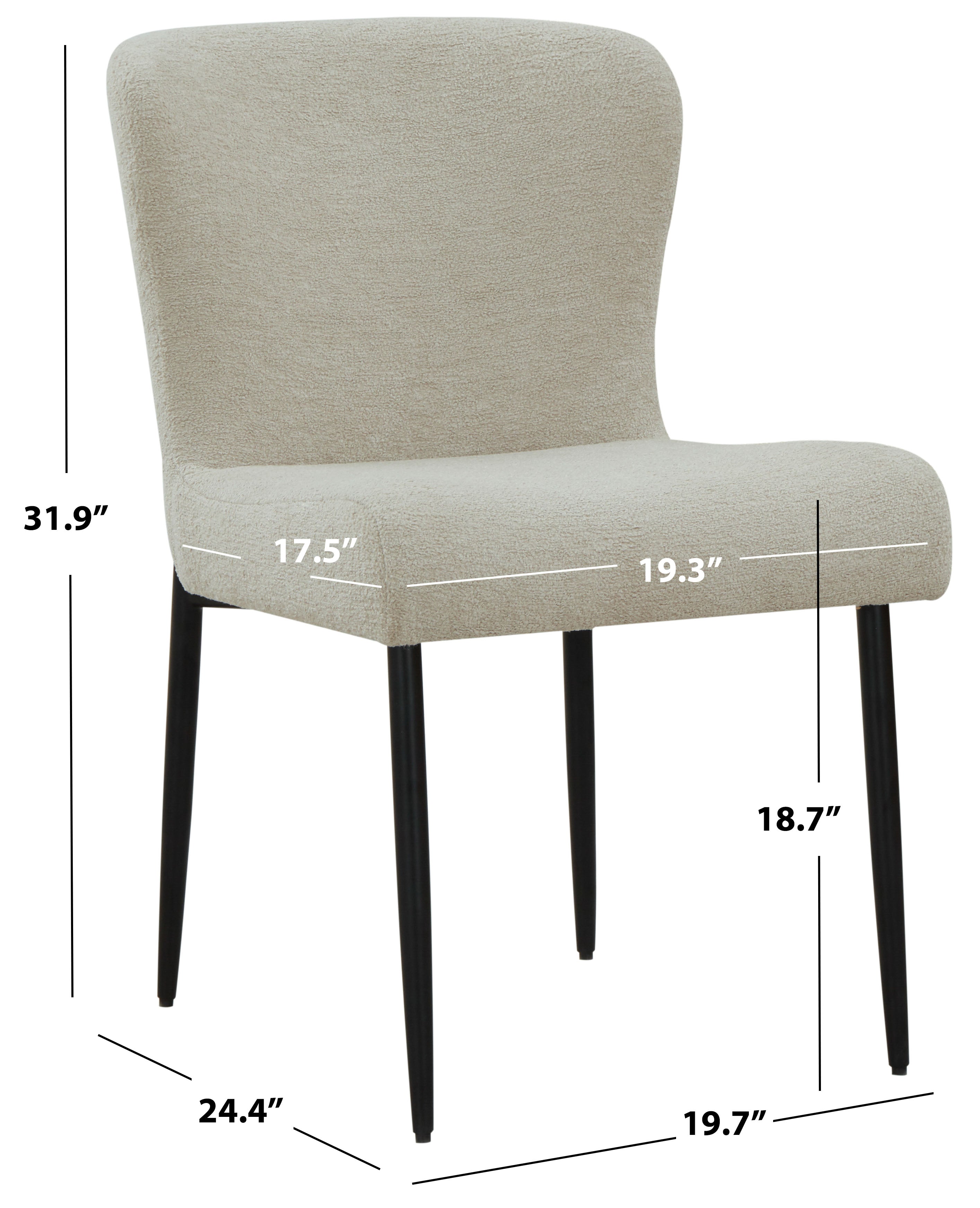 Katlynn Boucle Dining Chair | Safavieh Couture - SFV4867 - Taupe / Black