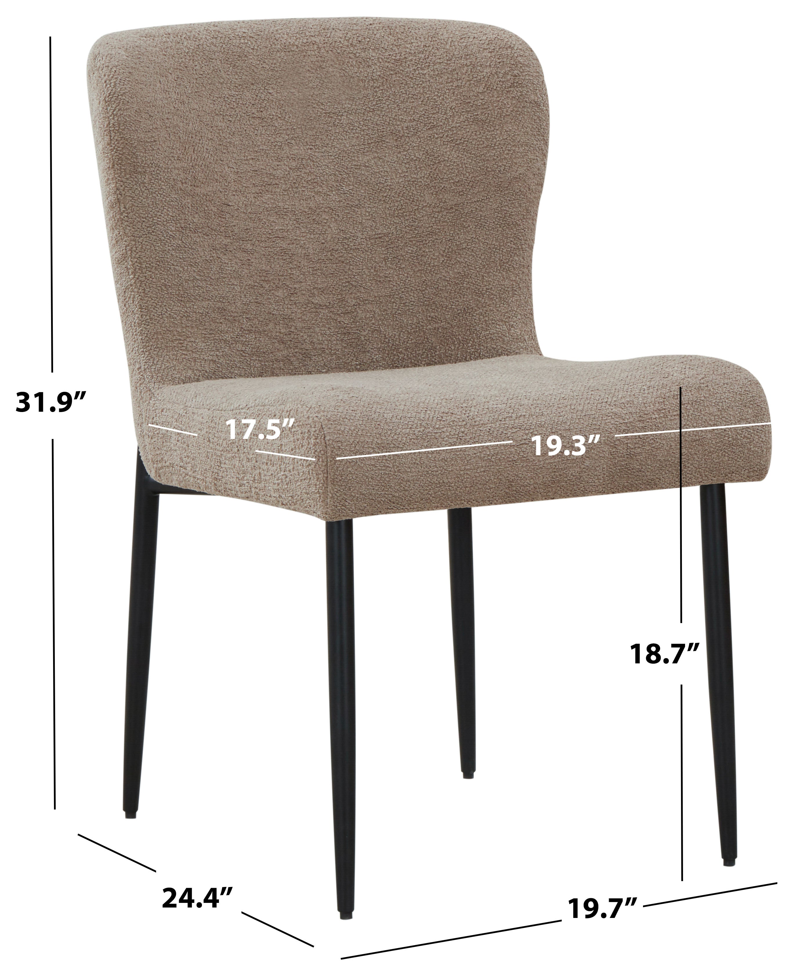 Katlynn Boucle Dining Chair | Safavieh Couture - Light Brown / Black