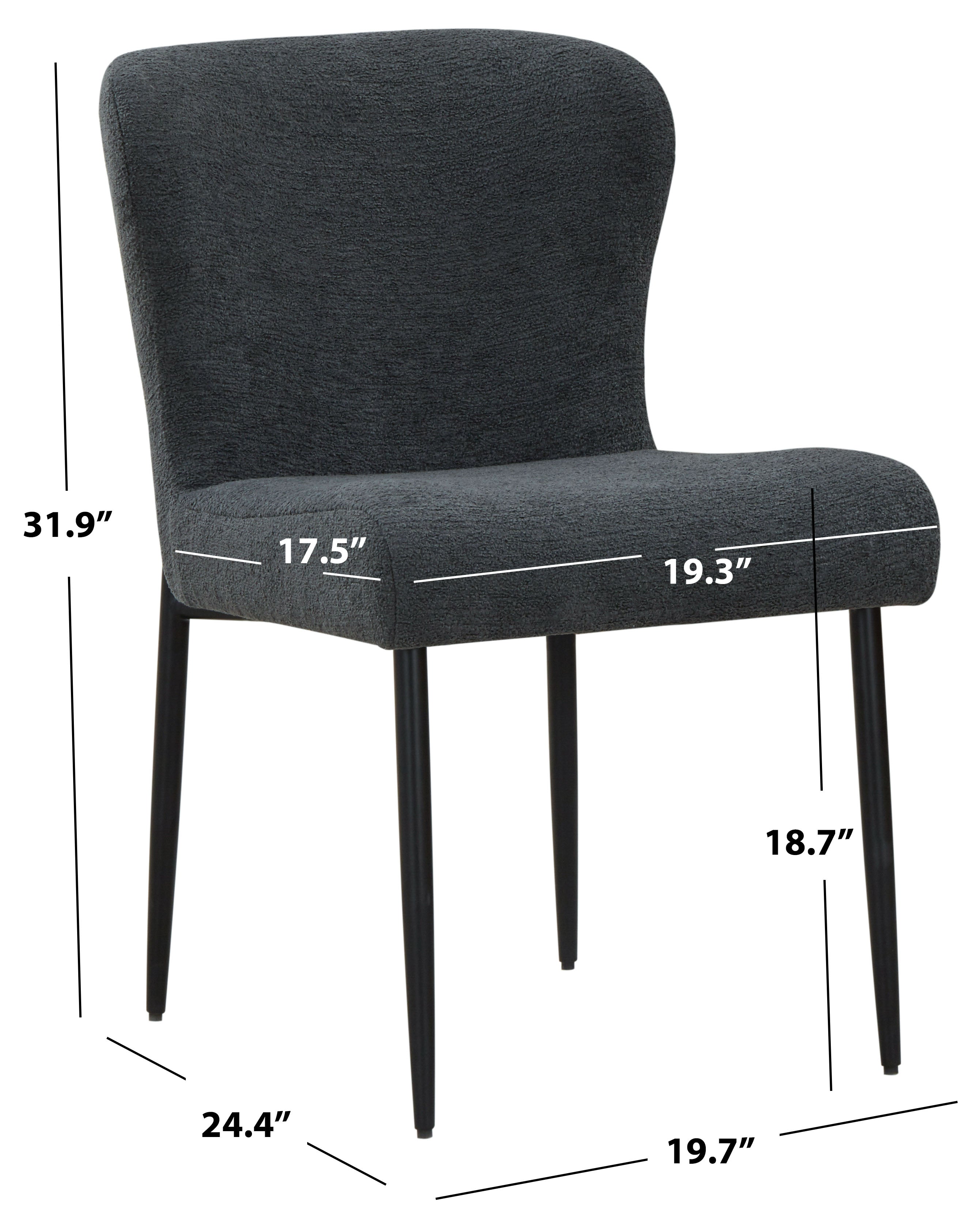 Katlynn Boucle Dining Chair | Safavieh Couture - Dark Grey / Black