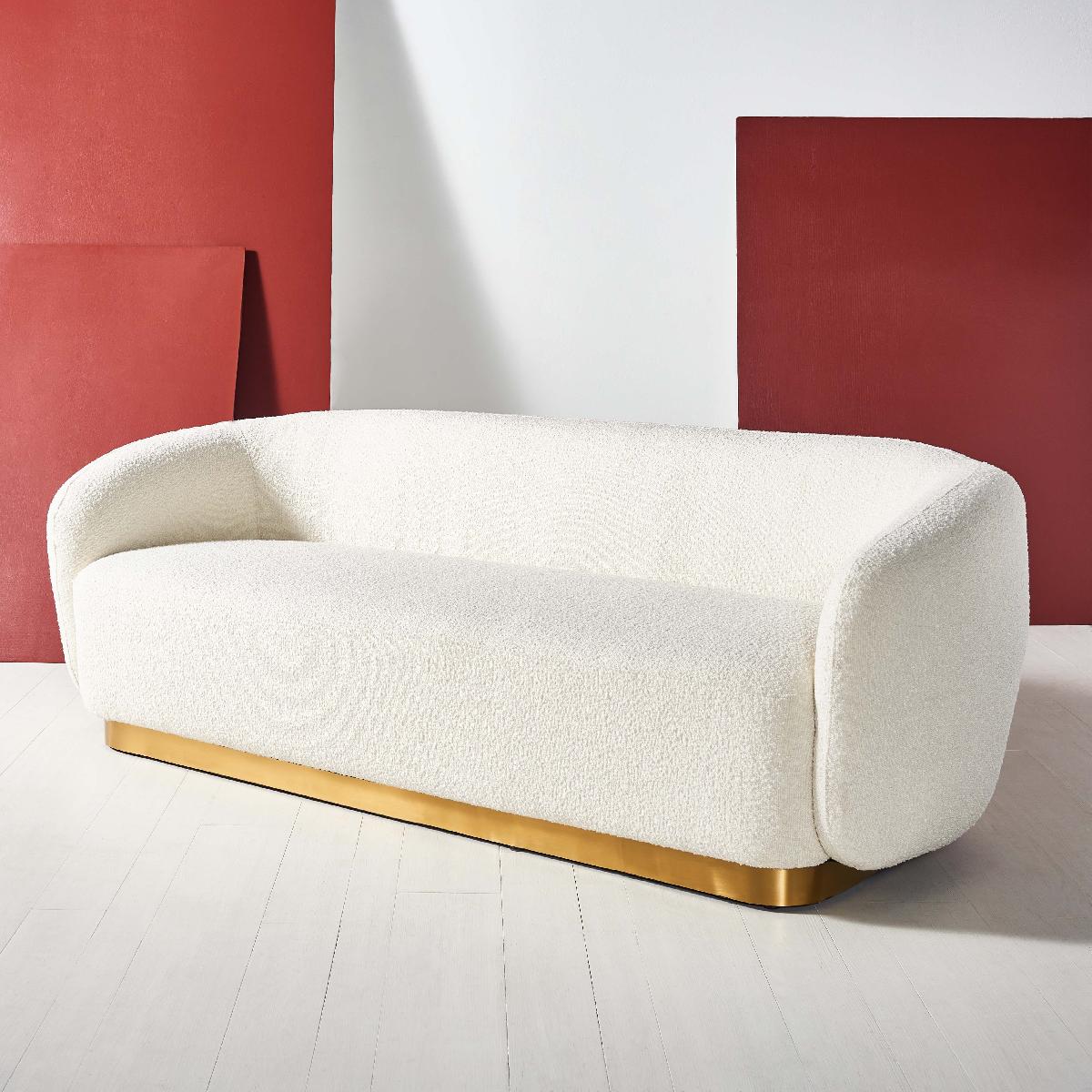 Safavieh Couture Bernard Boucle Sofa - Ivory / Gold