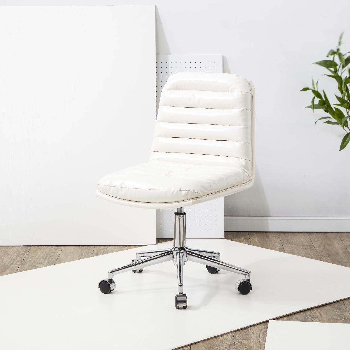 Couture Decolin Swivel Desk Chair - White / Silver