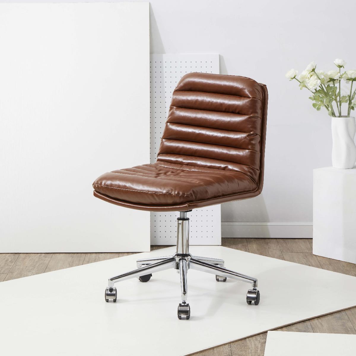 Couture Decolin Swivel Desk Chair - Brown / Silver