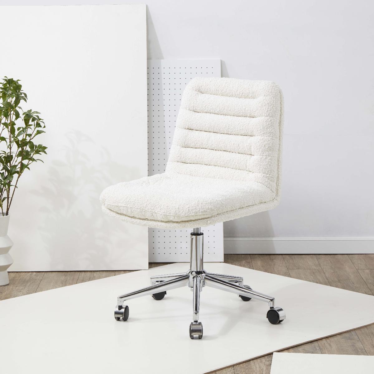 Couture Decolin Swivel Desk Chair - Ivory / Silver