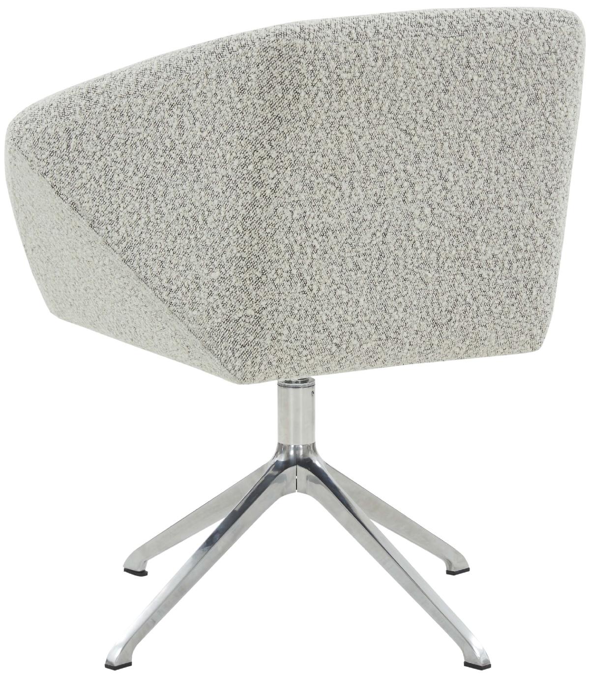 Couture Felix Boucle Swivel Desk Chair - White / Black / Silver