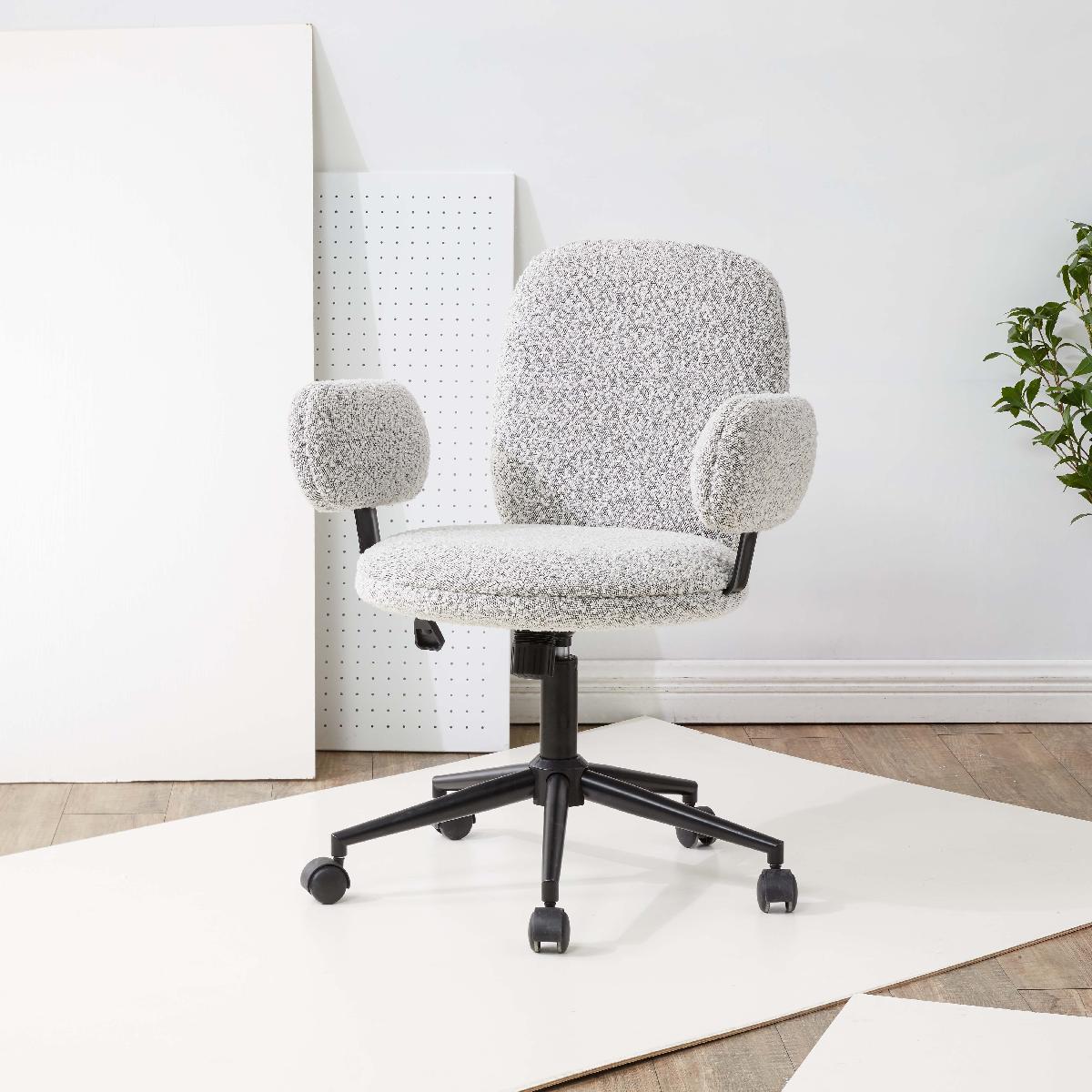 Couture Emeril Boucle Adjustable Desk Chair - White / Black