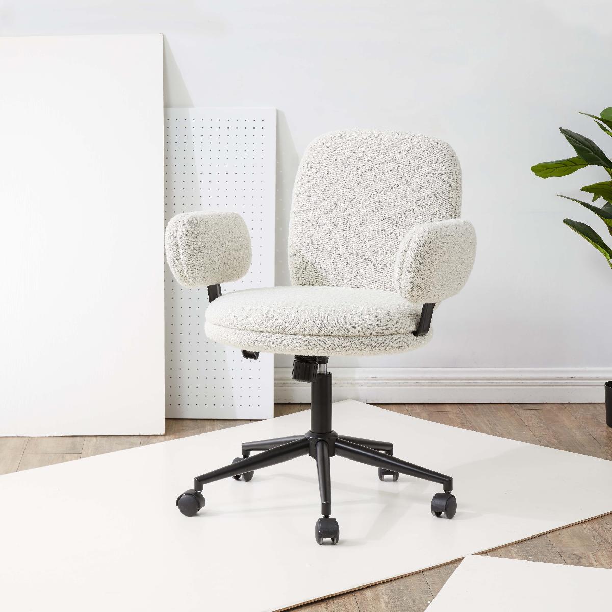 Couture Emeril Boucle Adjustable Desk Chair - Light Grey / Black