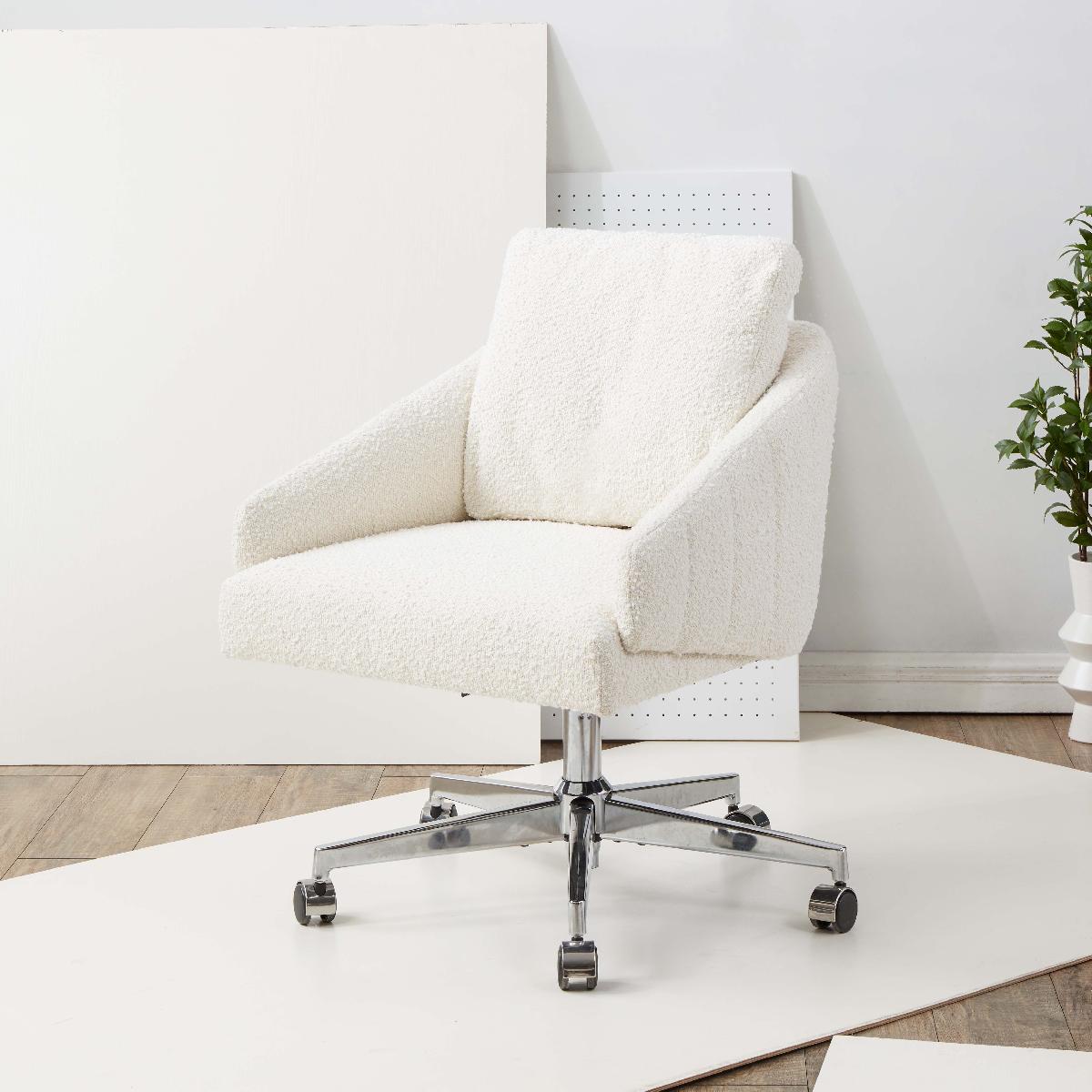 Couture Blayke Adjustable Desk Chair - Ivory / Silver