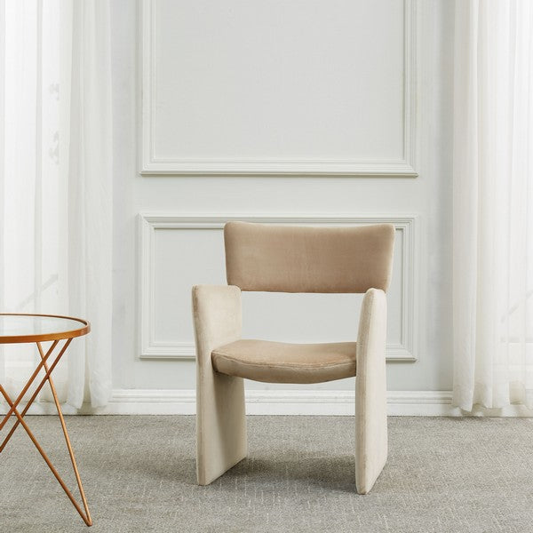 Jayke Velvet Dining Chair, SFV5100 | Safavieh Couture - Light Brown