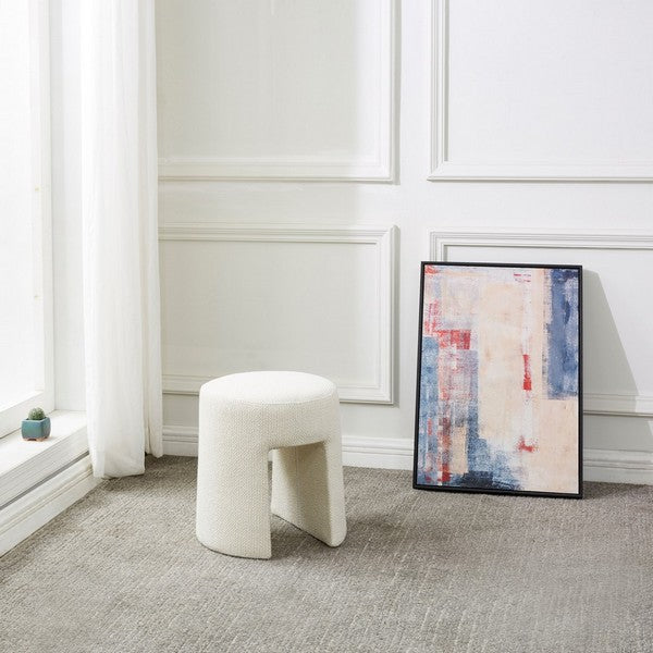 Ginny Upholstered Ottoman, SFV5102 | Safavieh Couture - Ivory