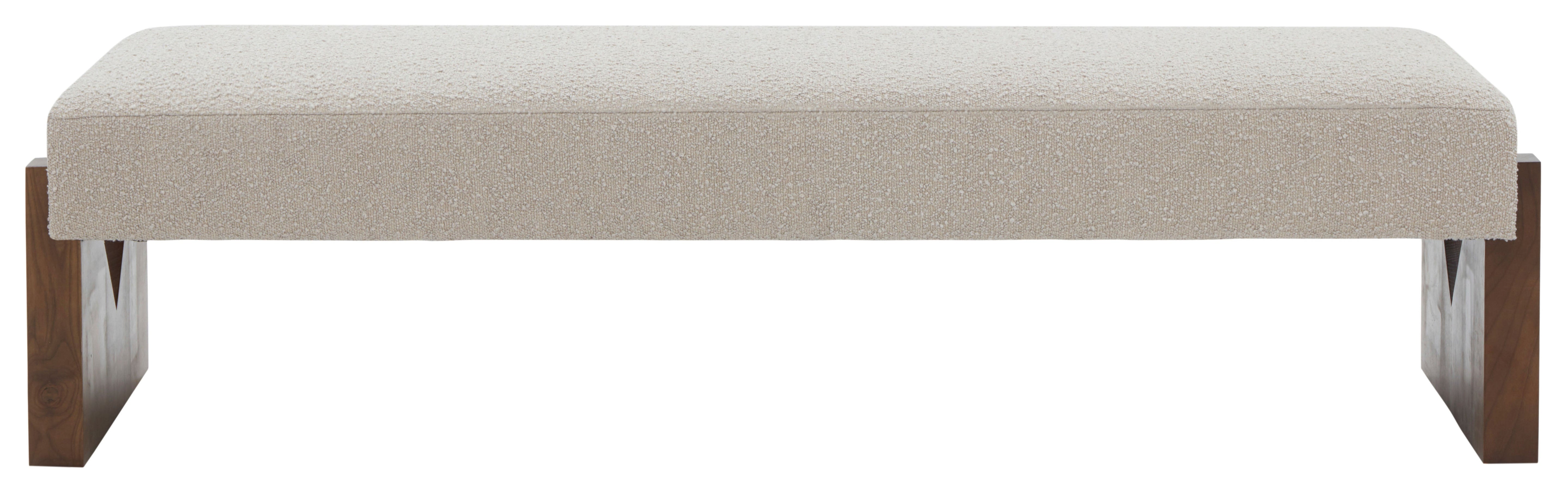 Safavieh Couture Alayna Boucle Bench, SFV5132 - Oatmeal / Walnut